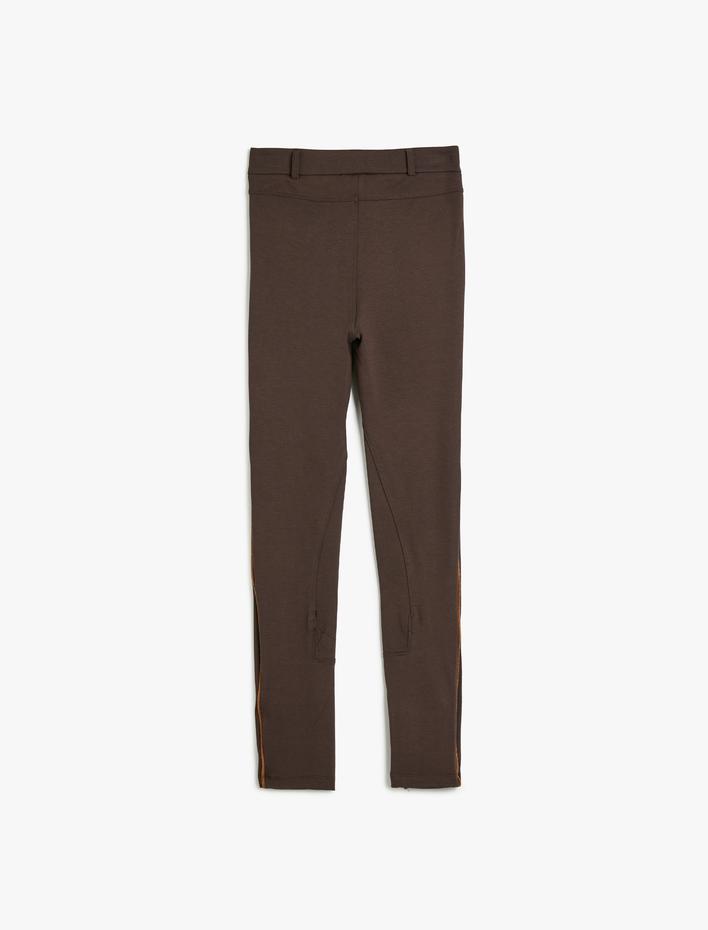 Kız Çocuk Beli Lastikli Cep Detaylı Viskon Karışımlı Basic Tayt