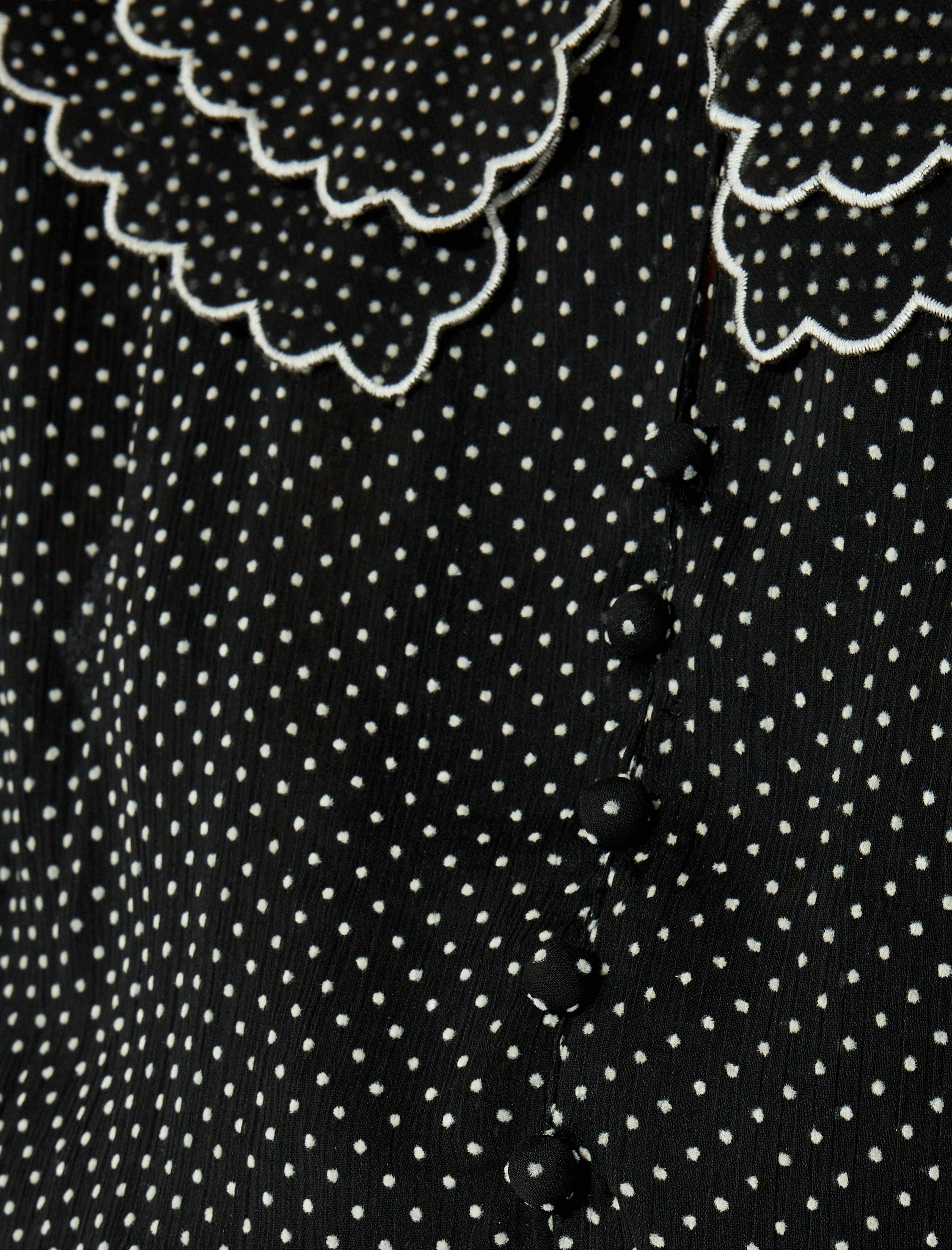   Uzun Kollu Bebe Yaka Puantiyeli Mini Elbise