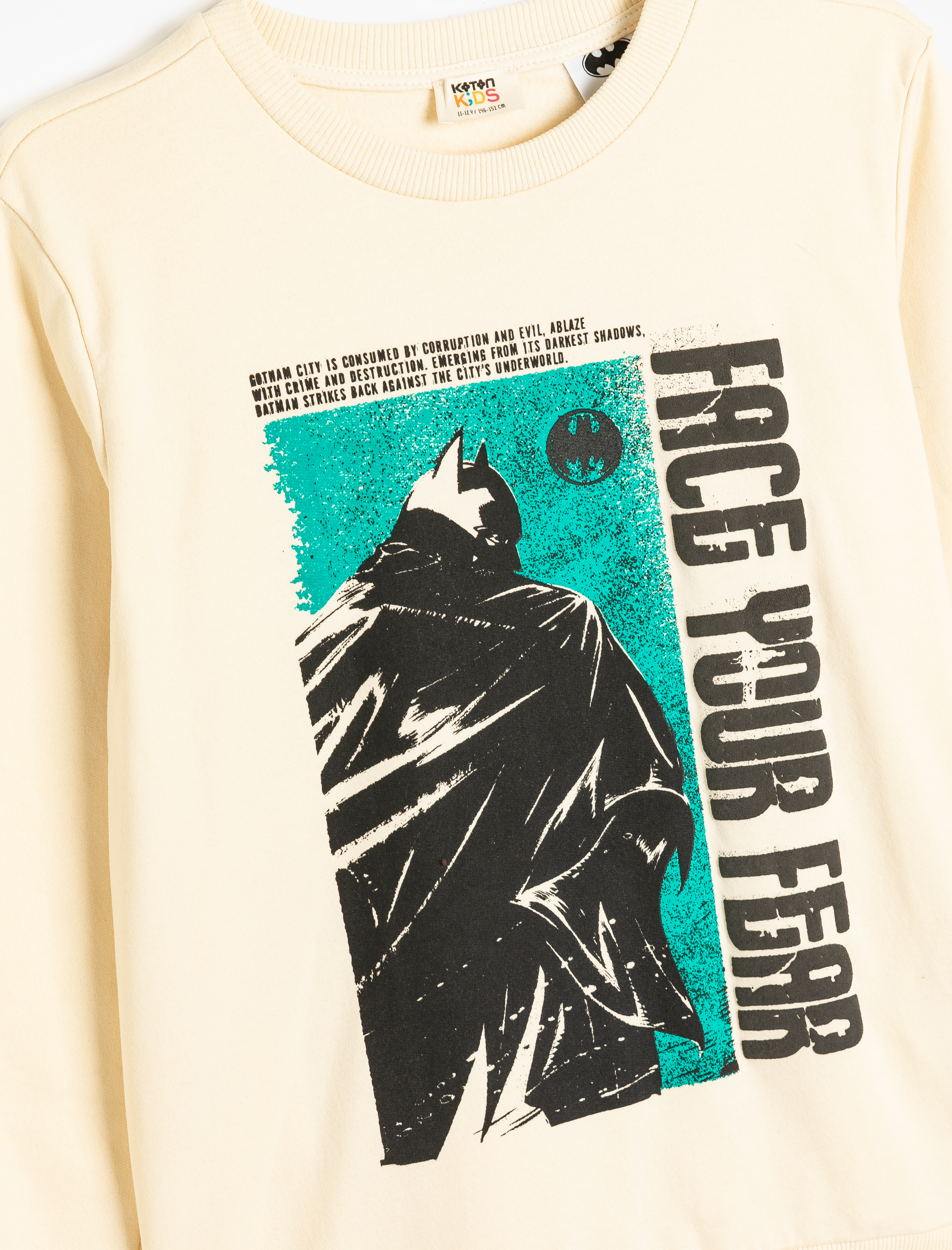  Erkek Çocuk Batman Sweatshirt Lisanslı Baskılı Uzun Kollu Pamuklu Şardonlu