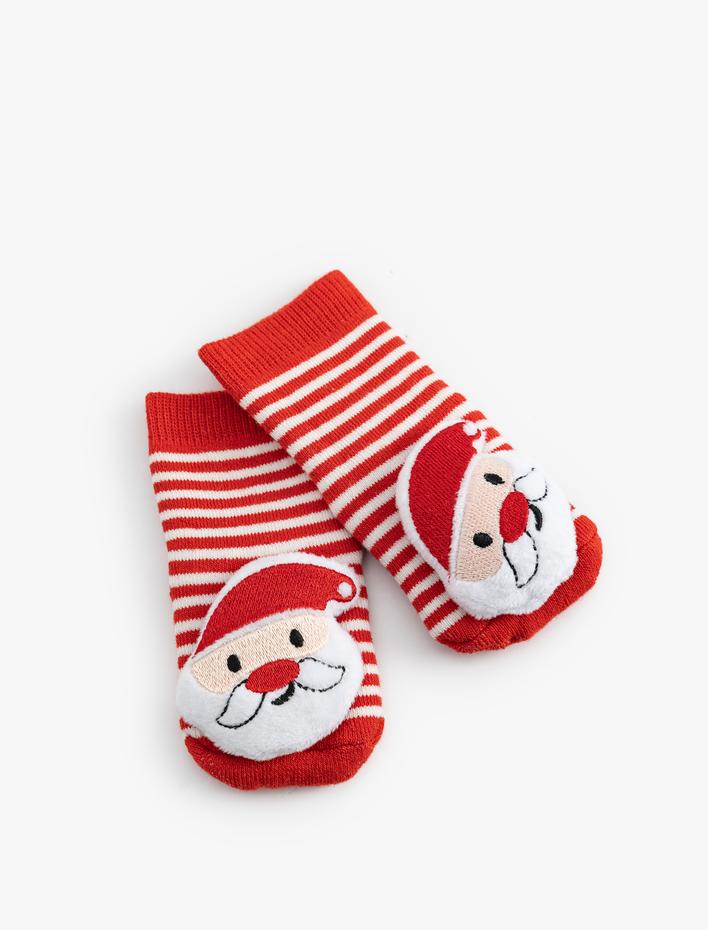 Erkek Bebek Noel Baba Detaylı Yılbaşı Çorabı