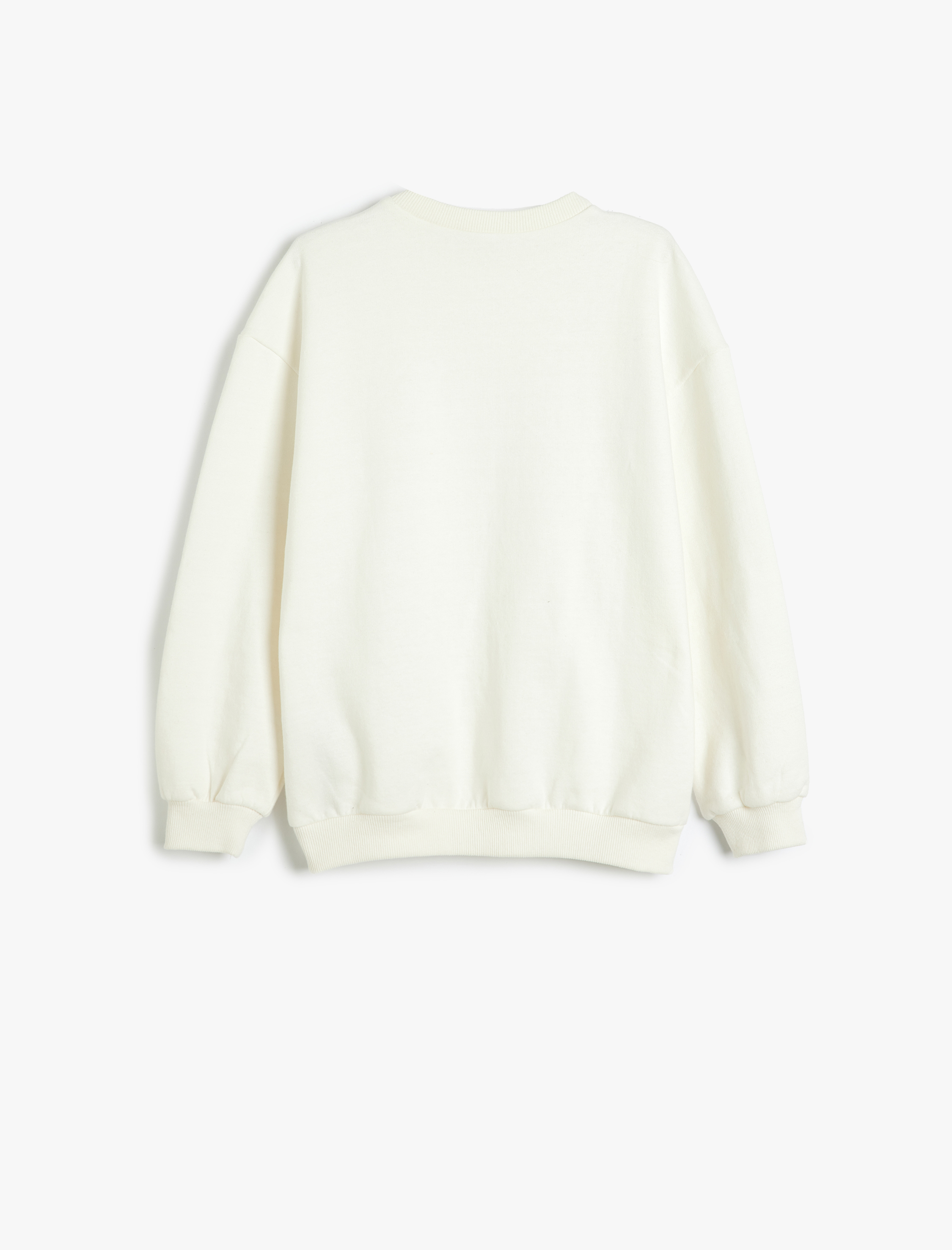  Kız Çocuk Sweatshirt Taş Detaylı Bisiklet Yaka Uzun Kollu Şardonlu