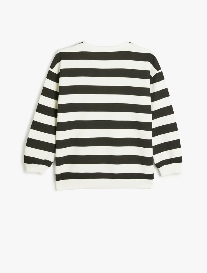 Kız Çocuk Sweatshirt Köpek Baskılı Bisiklet Yaka Uzun Kollu Şardonlu