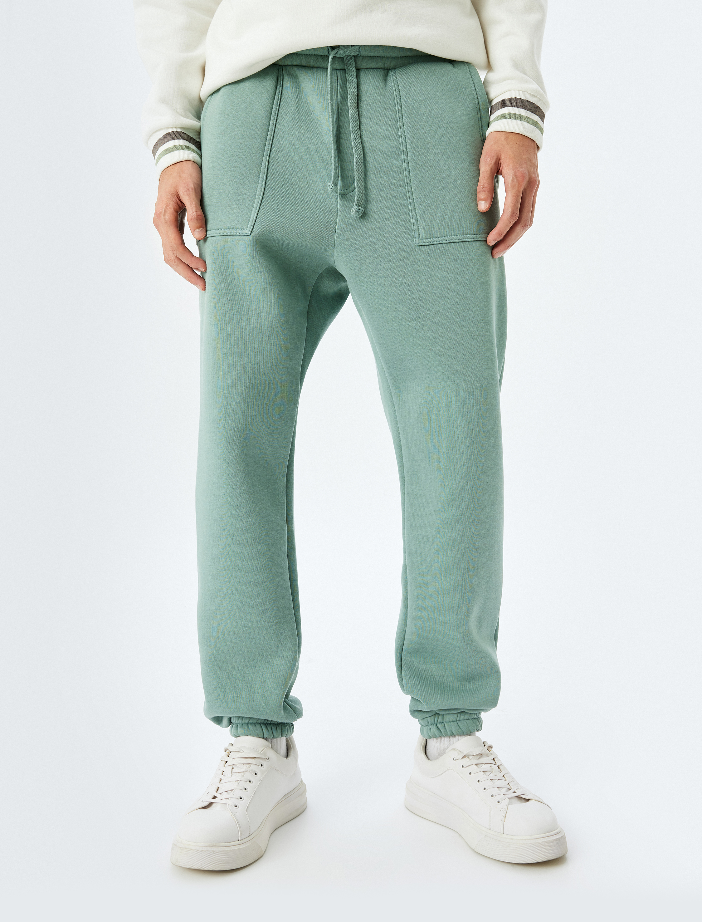   Kışlık Eşofman Altı Beli Bağcıklı Chino Cep Detaylı Şardonlu Pamuk Karışımlı