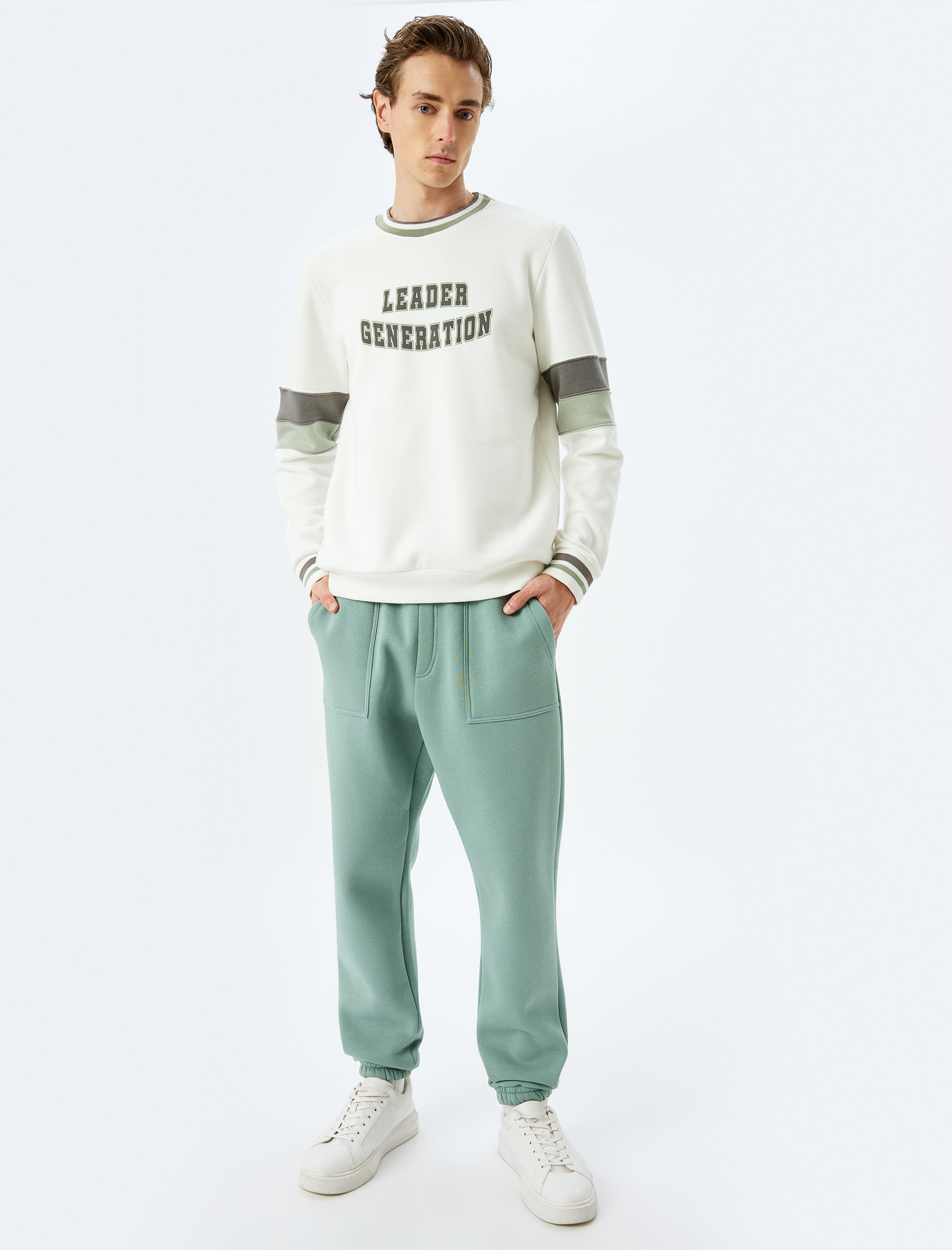   Kışlık Eşofman Altı Beli Bağcıklı Chino Cep Detaylı Şardonlu Pamuk Karışımlı