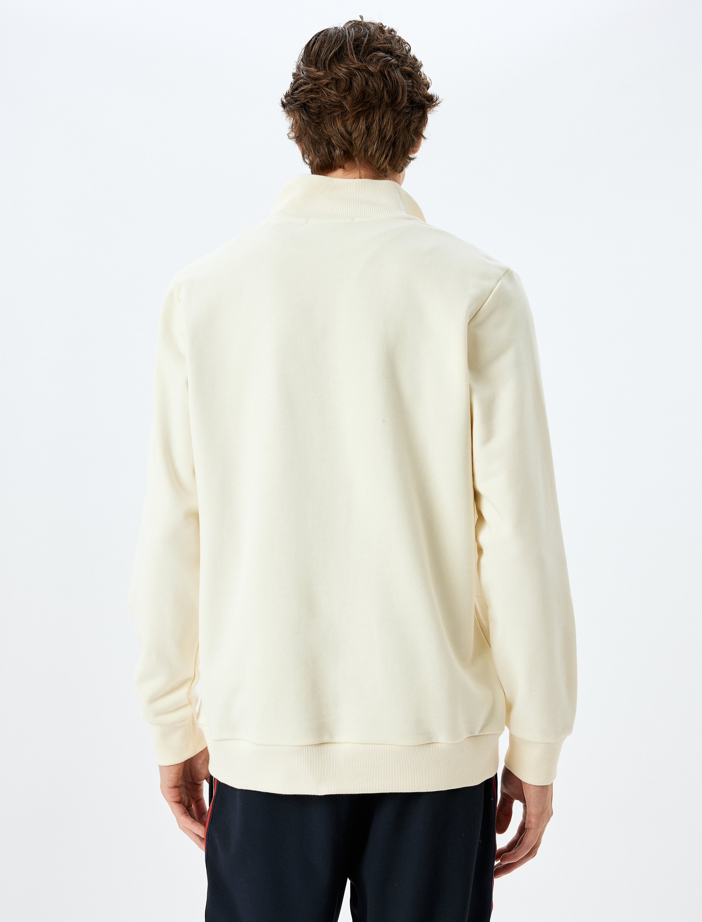   Yarım Fermuarlı Sweatshirt Uzun Kollu Pamuklu