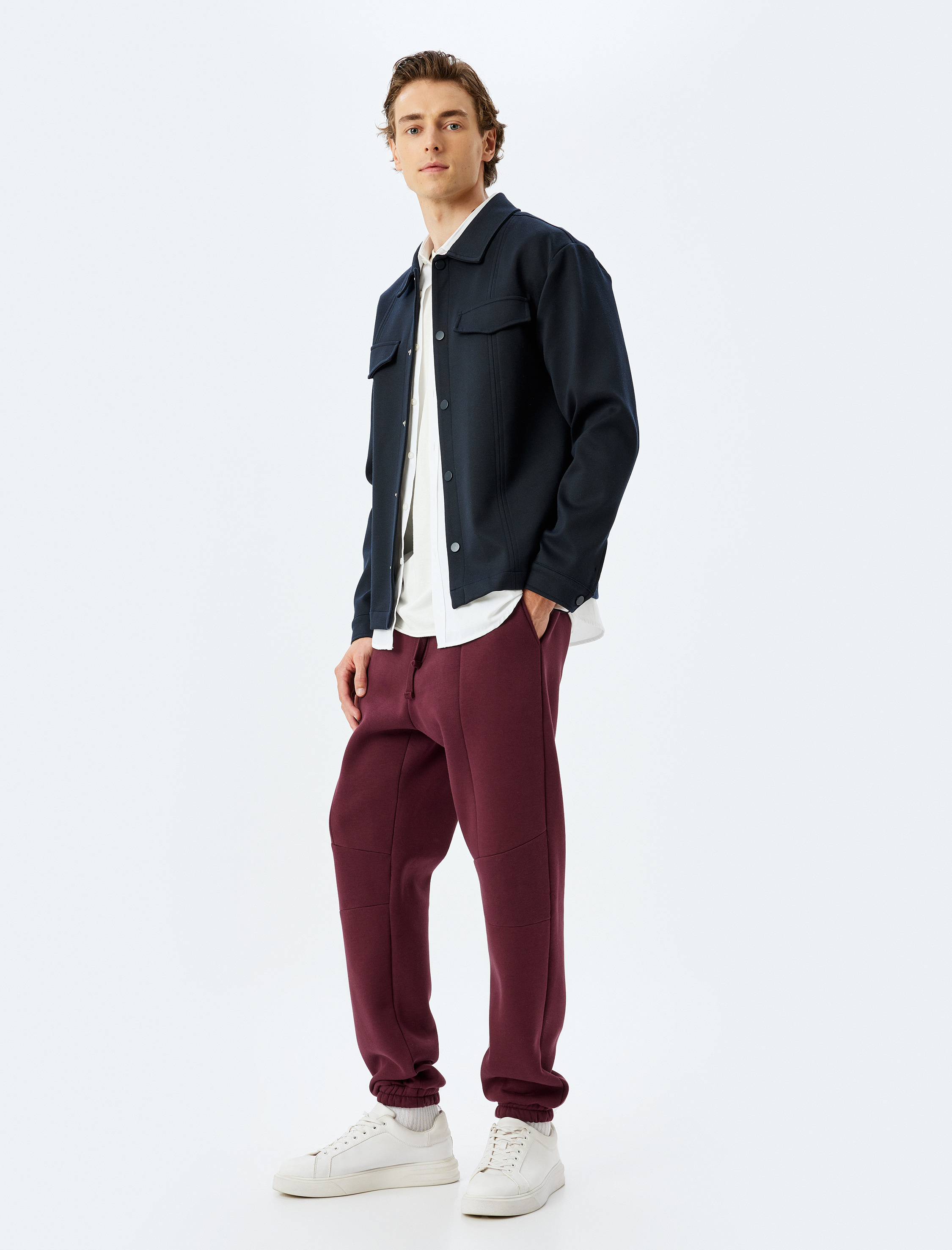   Kışlık Eşofman Altı Beli Bağcıklı Dikiş Detaylı Cepli Şardonlu Pamuk Karışımlı