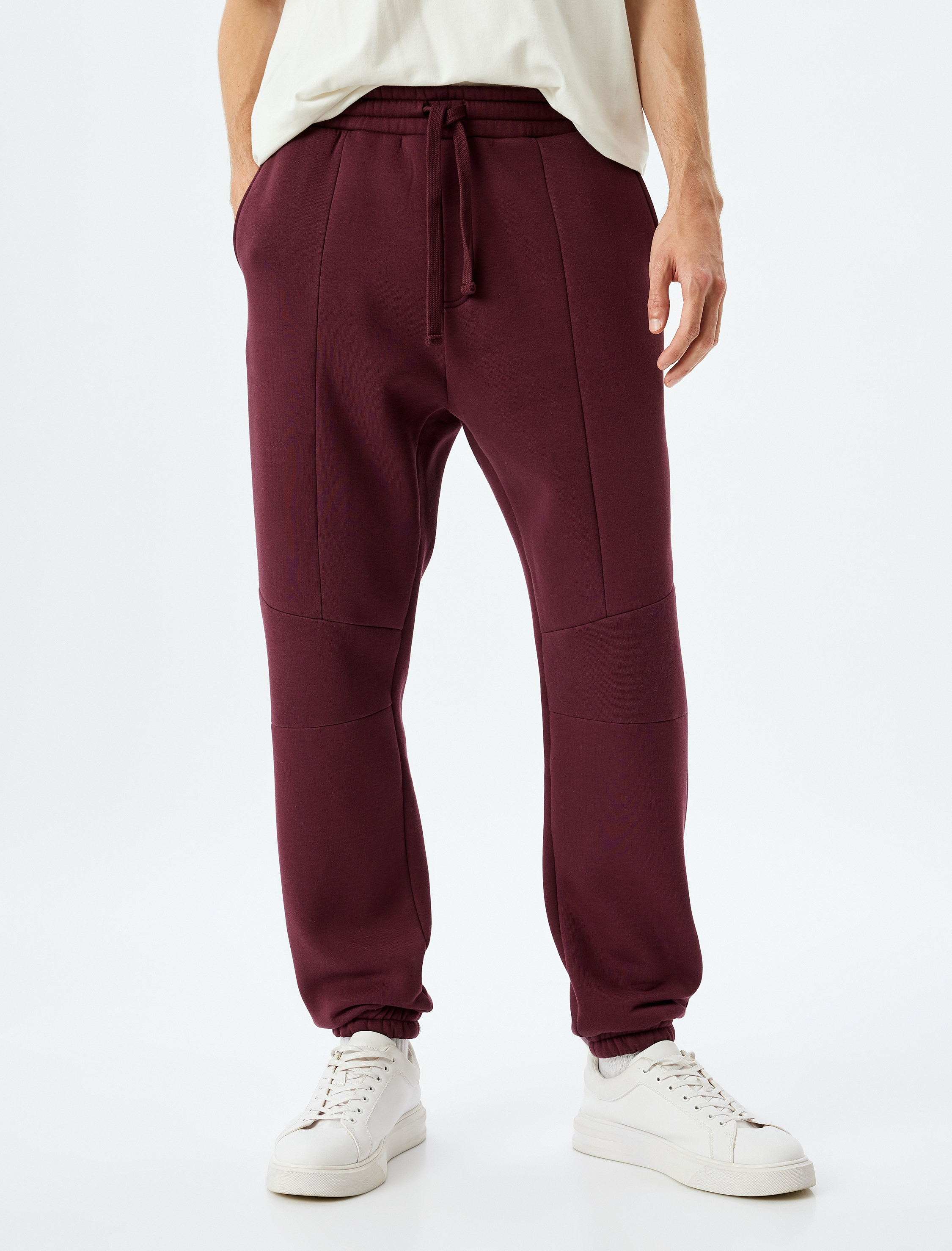   Kışlık Eşofman Altı Beli Bağcıklı Dikiş Detaylı Cepli Şardonlu Pamuk Karışımlı