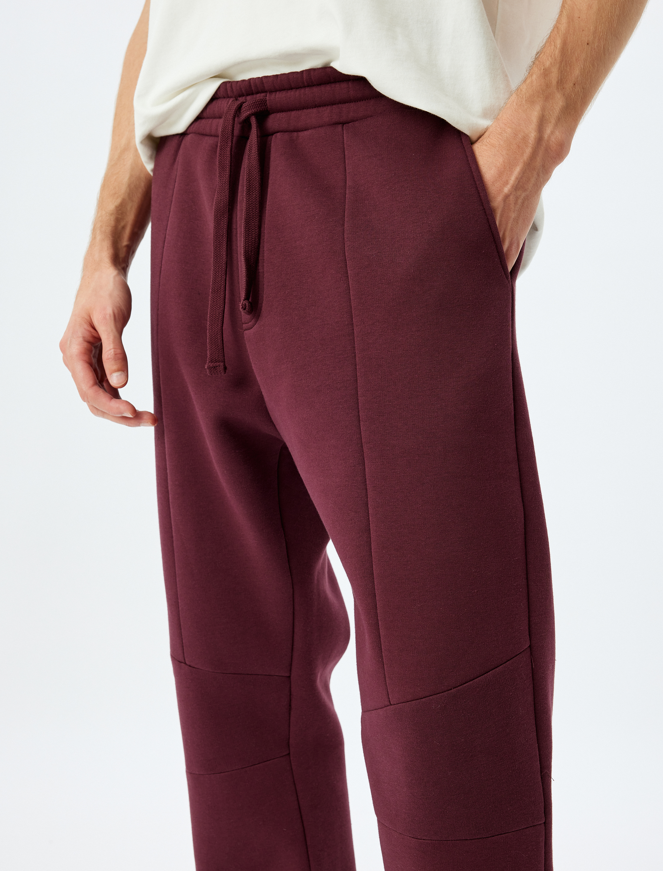   Kışlık Eşofman Altı Beli Bağcıklı Dikiş Detaylı Cepli Şardonlu Pamuk Karışımlı