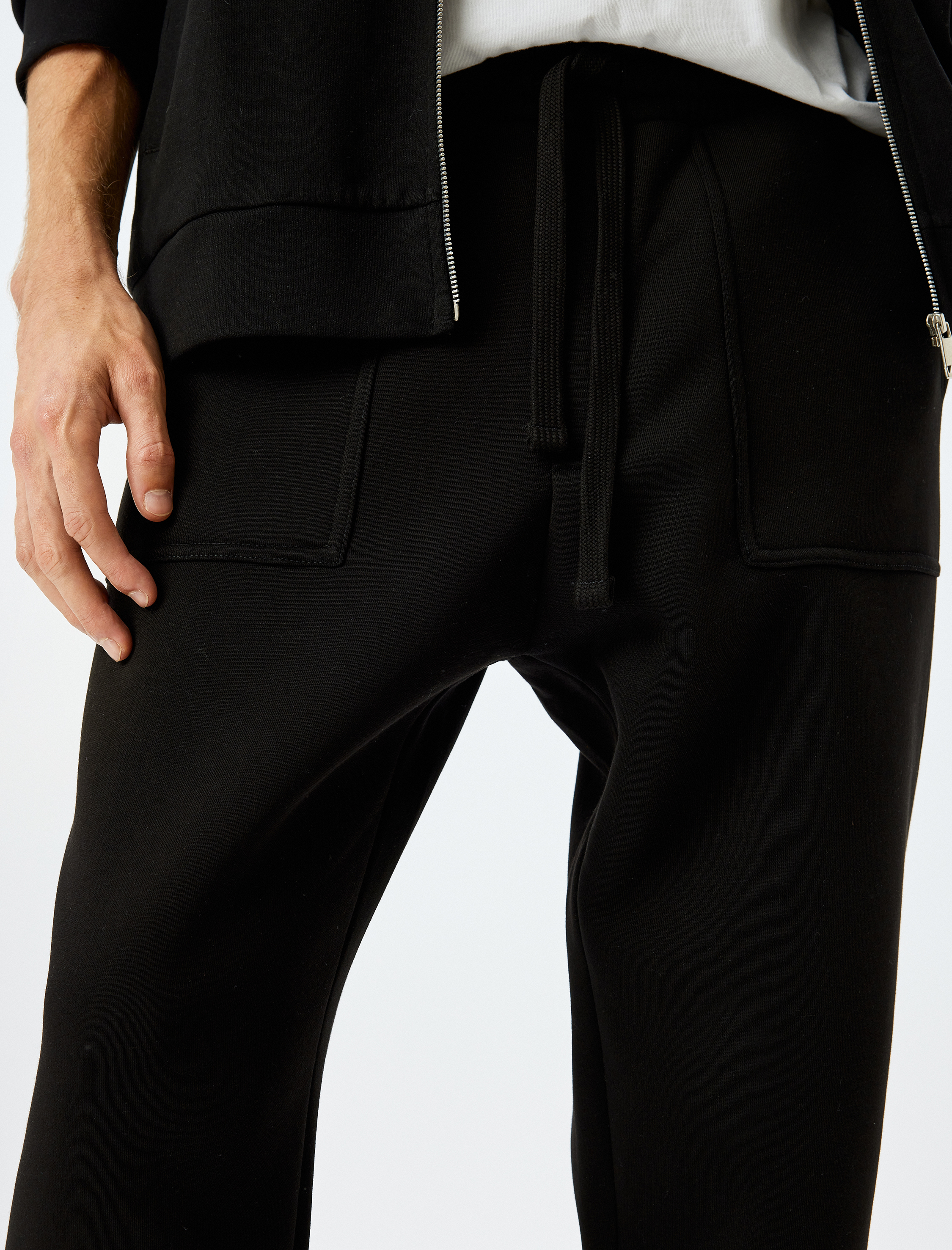   Kışlık Eşofman Altı Beli Bağcıklı Chino Cep Detaylı Şardonlu Pamuk Karışımlı