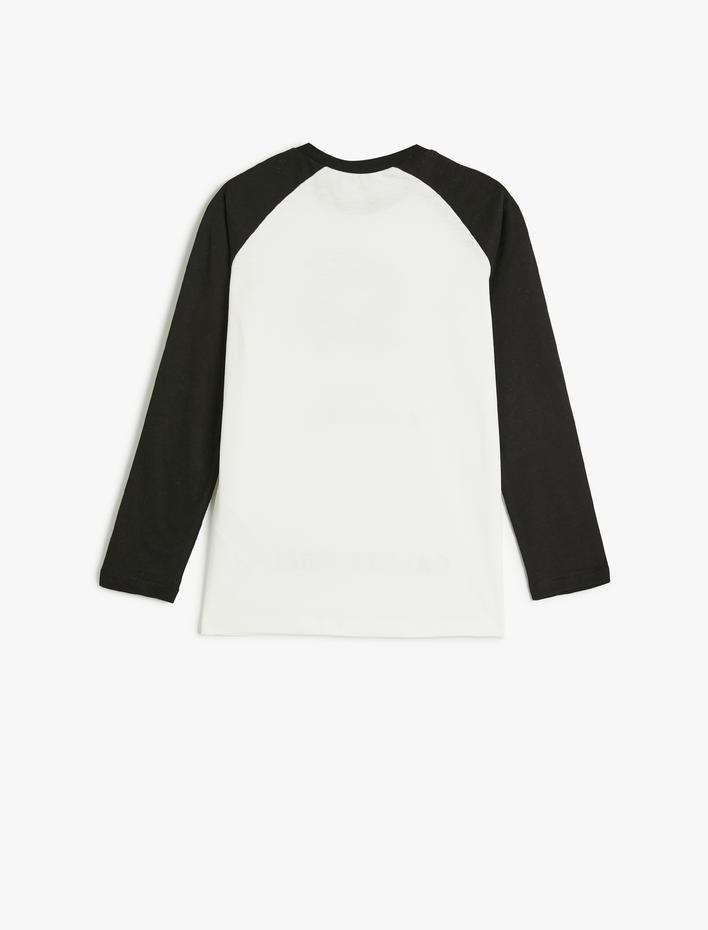 Erkek Çocuk Slogan Baskılı Uzun Kollu Bisiklet Yaka Pamuklu Tişört