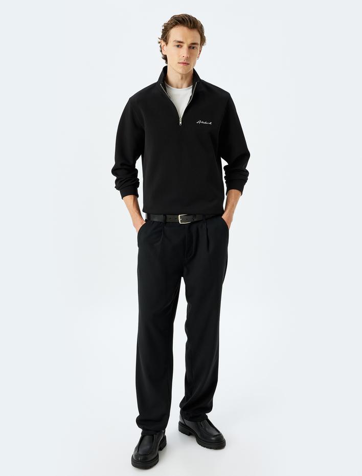  Yarım Fermuarlı Basic Pamuk Karışımlı İnterlok Kumaş Atatürk Sweatshirt