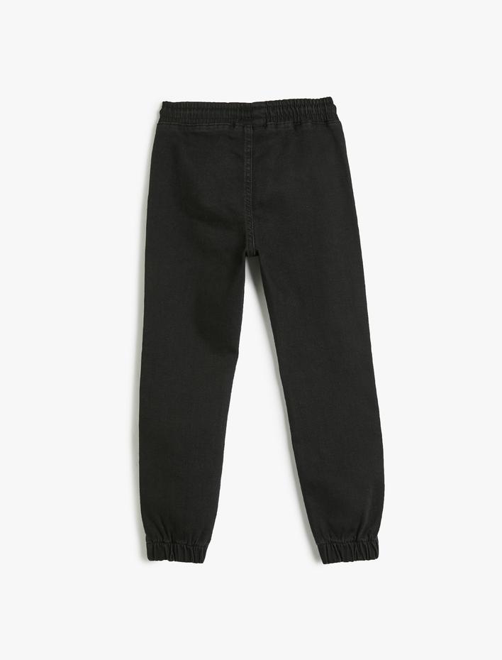 Erkek Çocuk Kot Pantolon Jogger Beli Lastikli Cepli Pamuklu - Jegging Jean