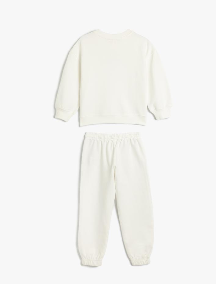 Kız Çocuk Pamuklu Uzun Kollu Bisiklet Yaka Şardonlu Basic Eşofman Takımı