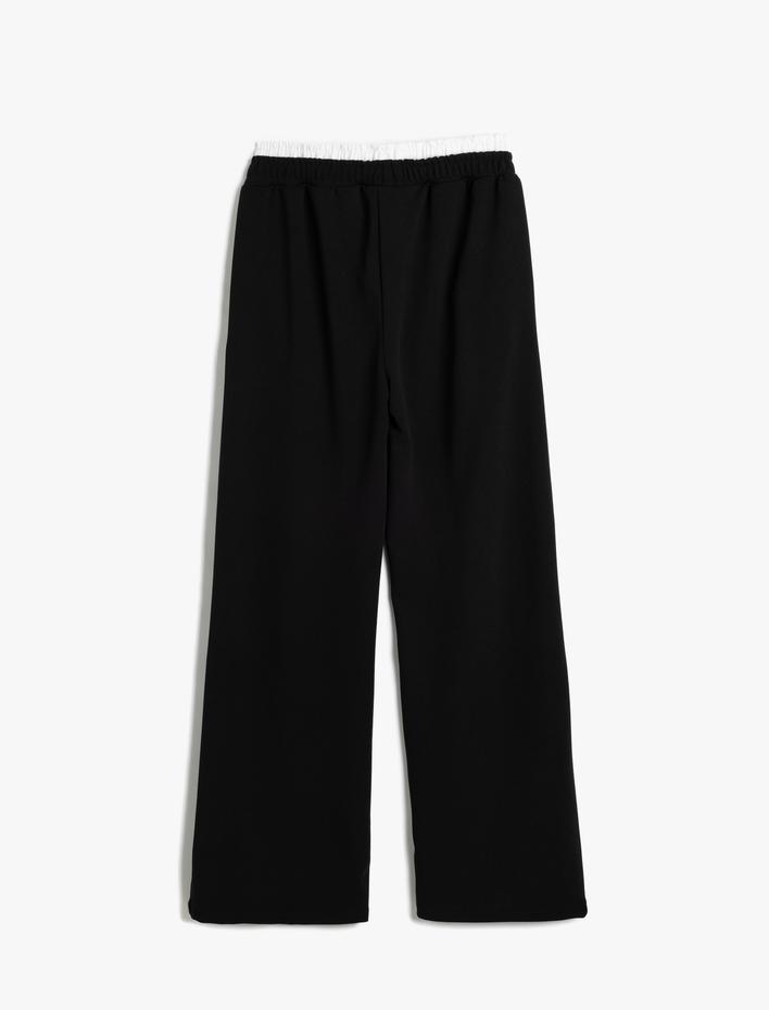 Kız Çocuk Basic Bol Paça Pantolon Cepli Çift Bel Detaylı