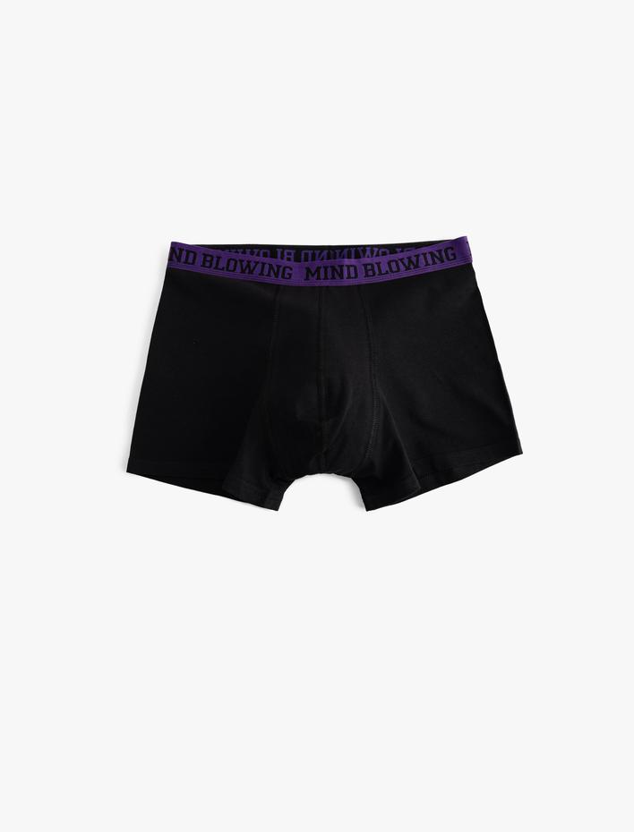  Slogan Baskılı Bel Detaylı Pamuklu 3'lü Boxer Seti