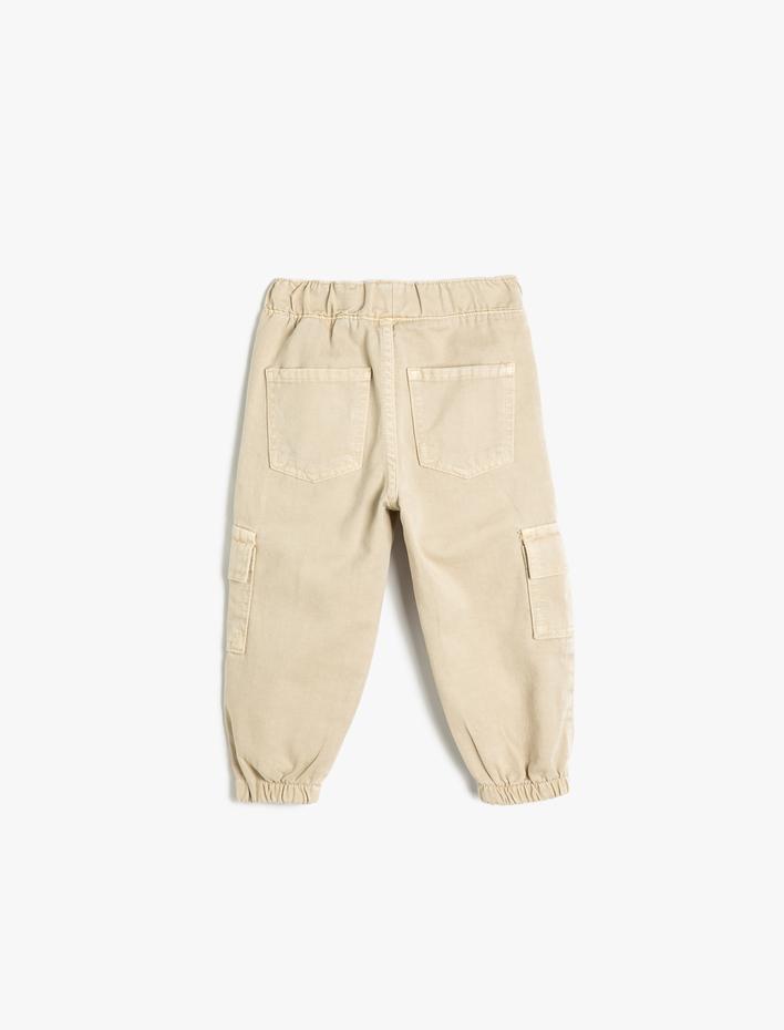 Kız Bebek Jogger Pantolon Beli Lastikli Cepli Pamuklu