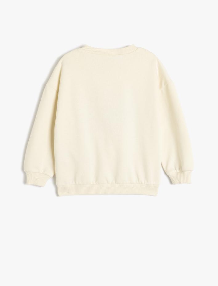 Erkek Bebek Araba Baskılı Uzun Kollu Bisiklet Yaka Şardonlu Sweatshirt