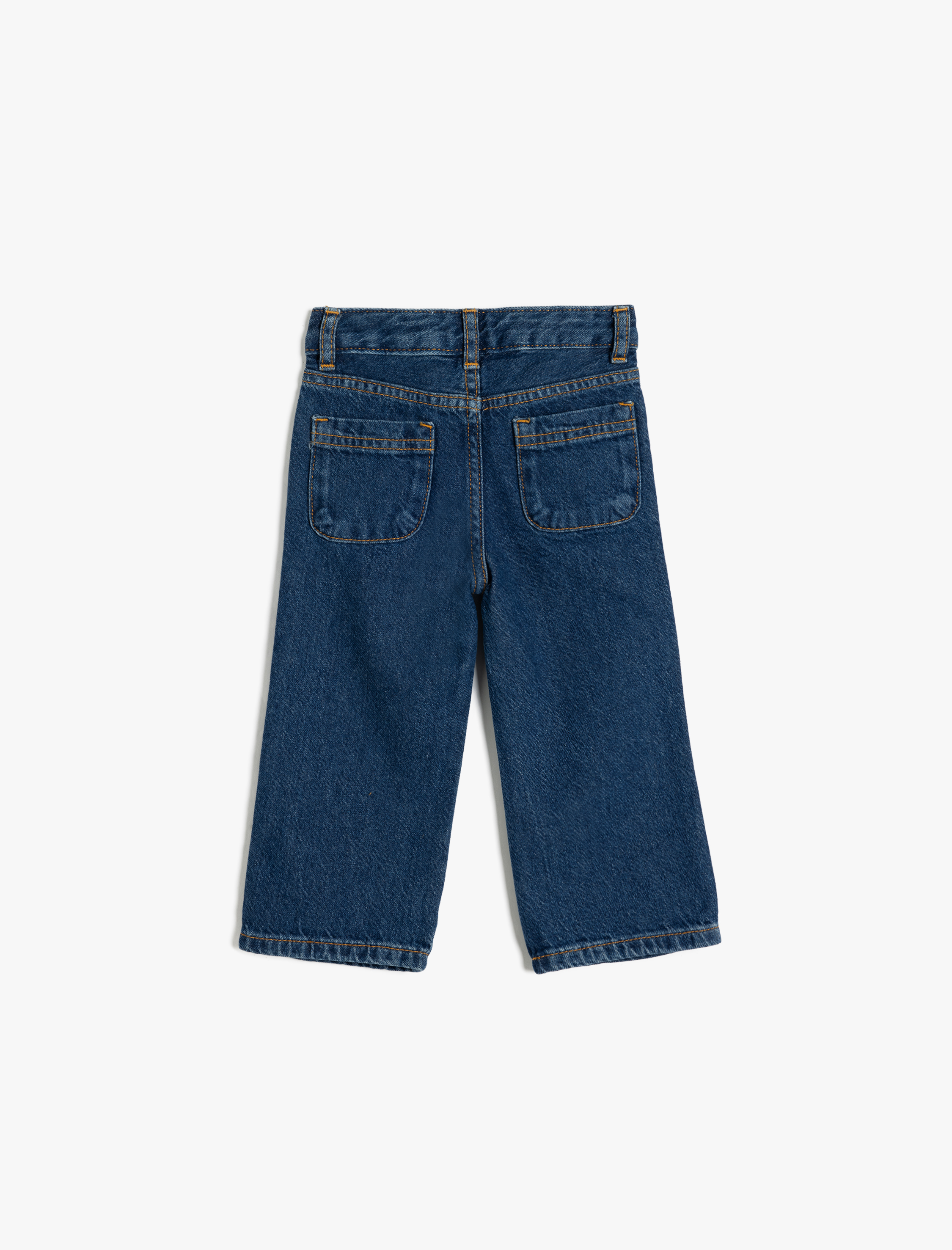  Kız Bebek Kot Pantolon Düz Paça Cepli Pamuklu- Straight Jean