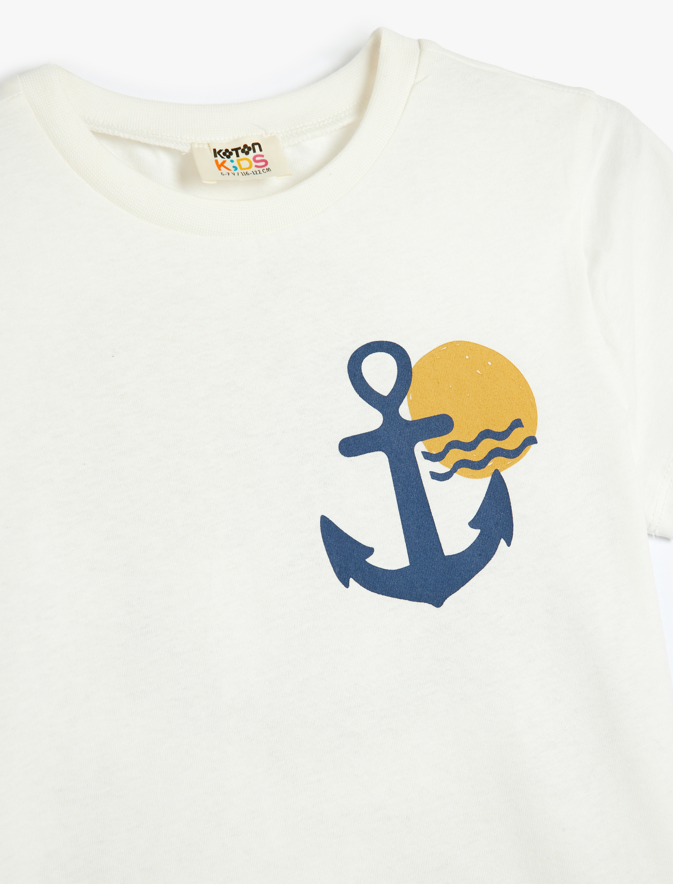  Erkek Çocuk Çapa Baskılı Kısa Kollu Bisiklet Yaka Pamuklu Tişört