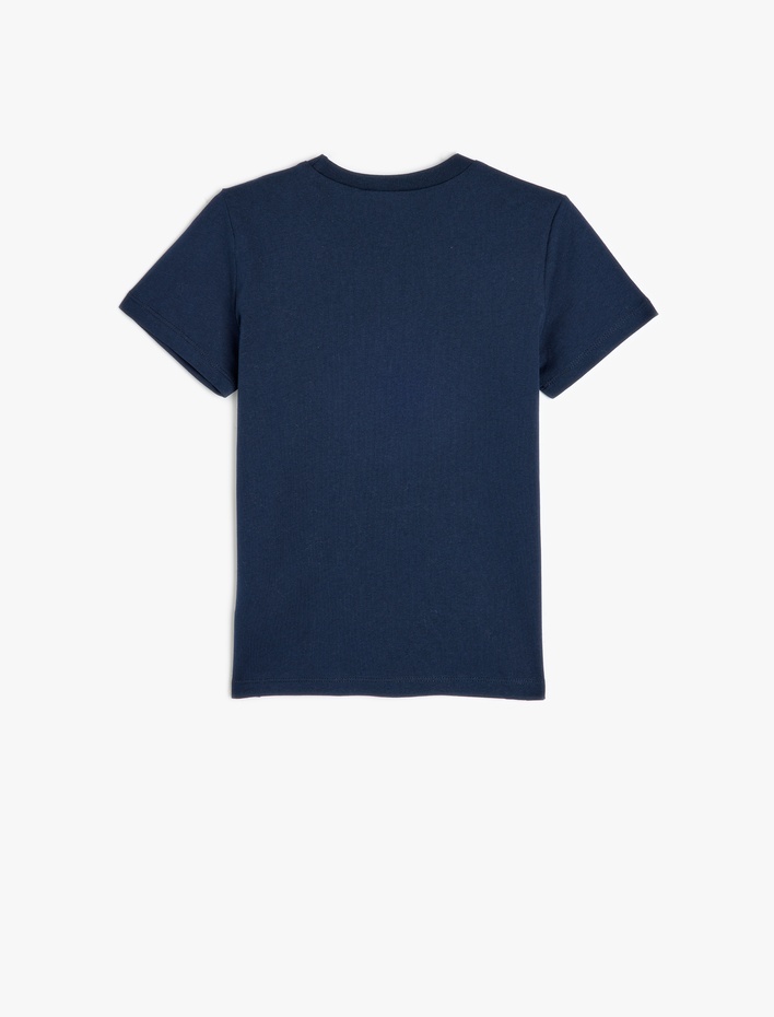 Erkek Çocuk Basic Tişört Uzay Baskılı Kısa Kollu Bisiklet Yaka Pamuklu