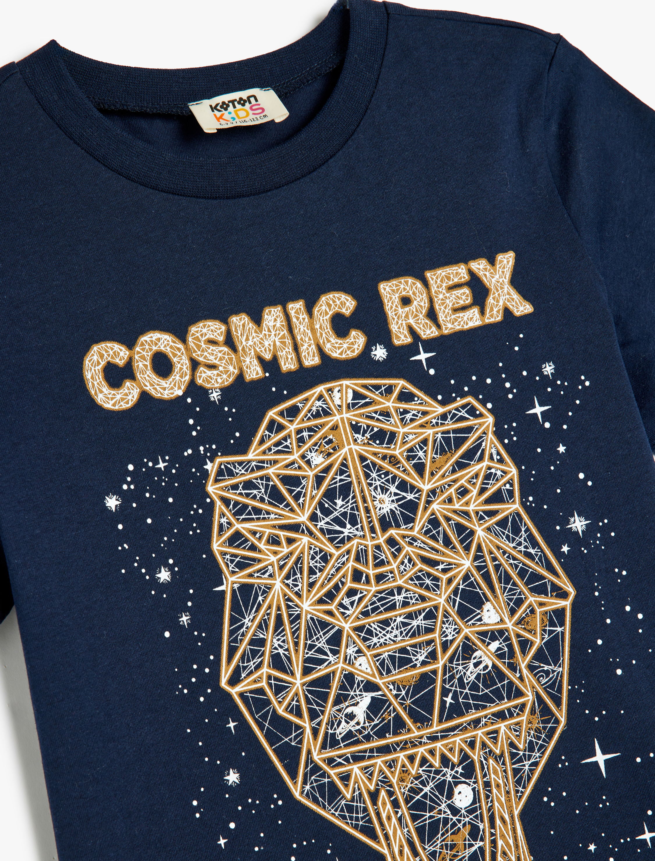  Erkek Çocuk Basic Tişört Uzay Baskılı Kısa Kollu Bisiklet Yaka Pamuklu