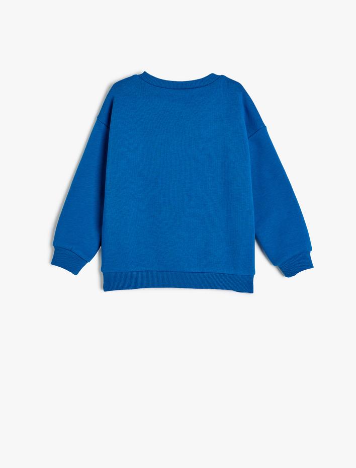 Erkek Bebek Bisiklet Yaka Uzun Kollu Şardonlu Pamuklu Yılbaşı Baskılı Şardonlu Sweatshirt