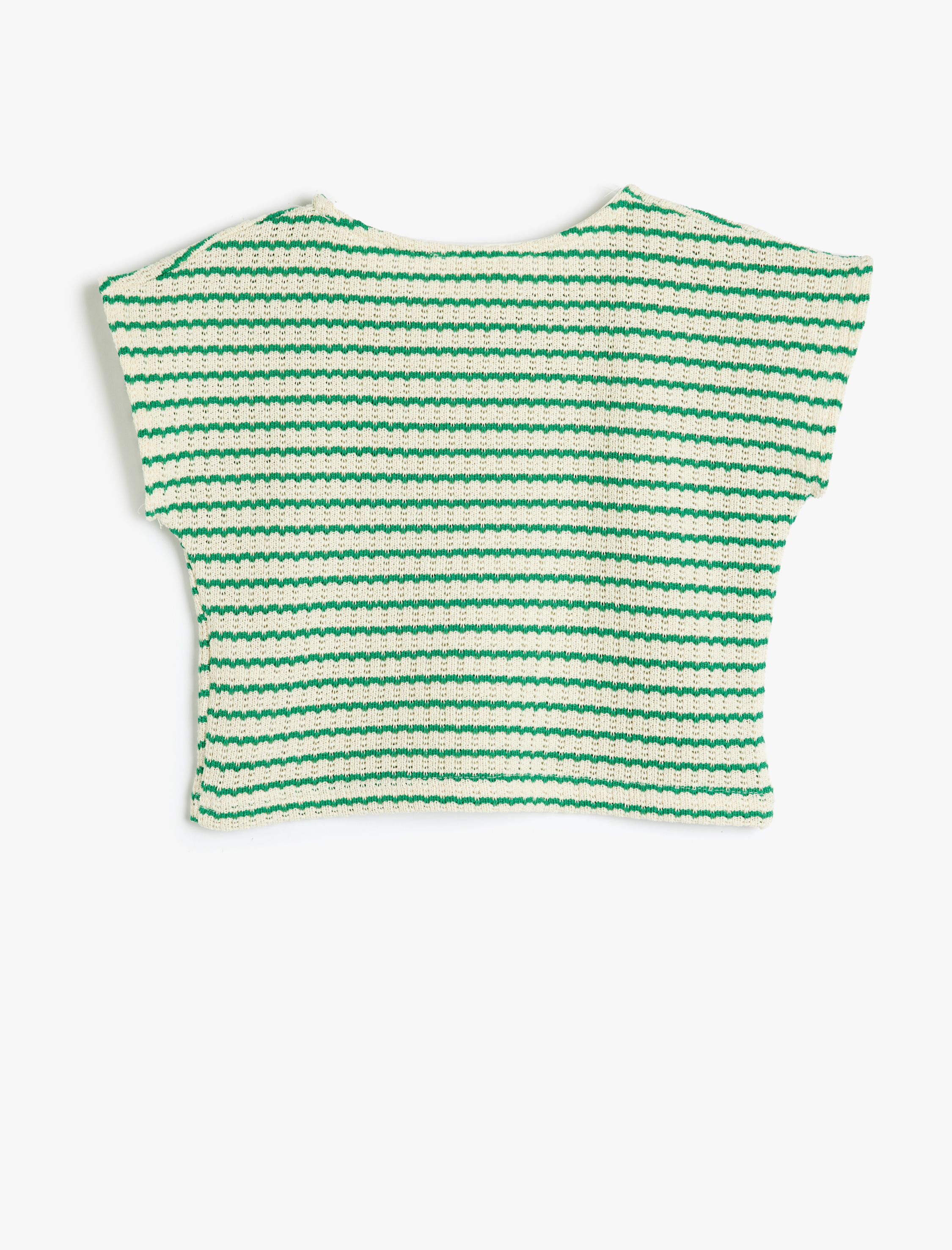  Kız Çocuk Crop Triko Bluz Kısa Kollu Bisiklet Yaka