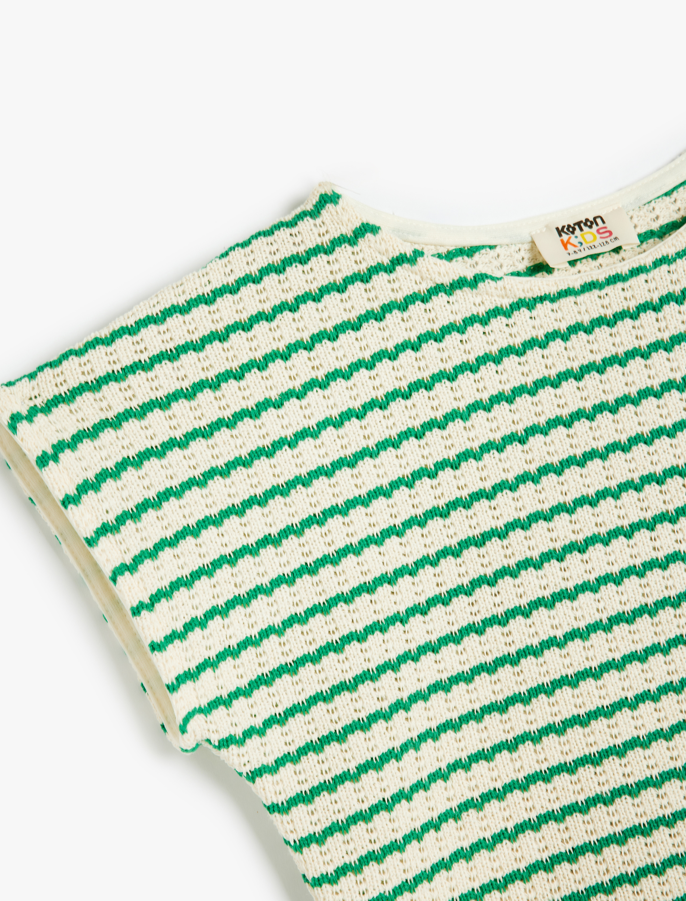  Kız Çocuk Crop Triko Bluz Kısa Kollu Bisiklet Yaka