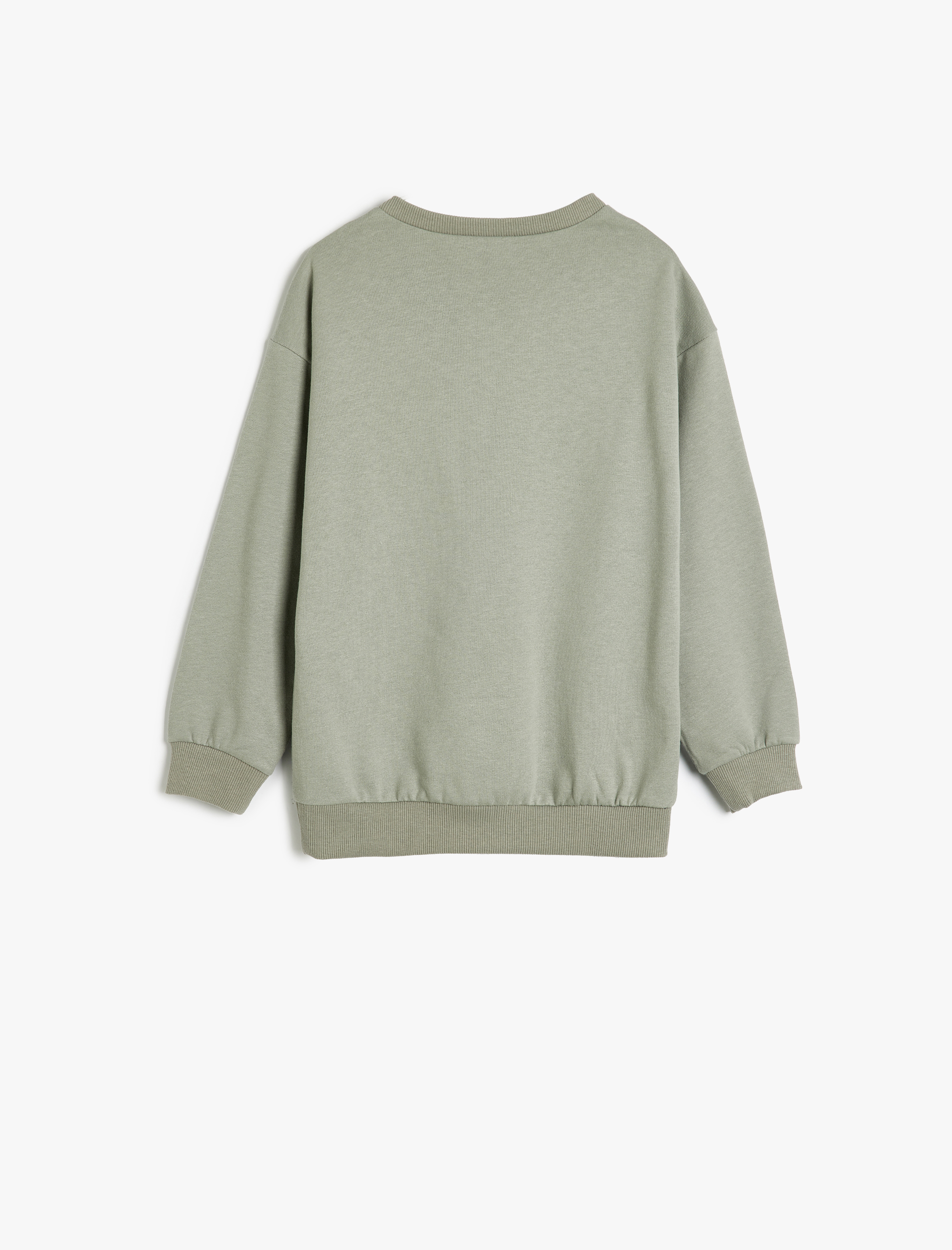  Erkek Çocuk Oversize Sweatshirt Köpek Baskılı Bisiklet Yaka Uzun Kollu Pamuklu Şardonlu