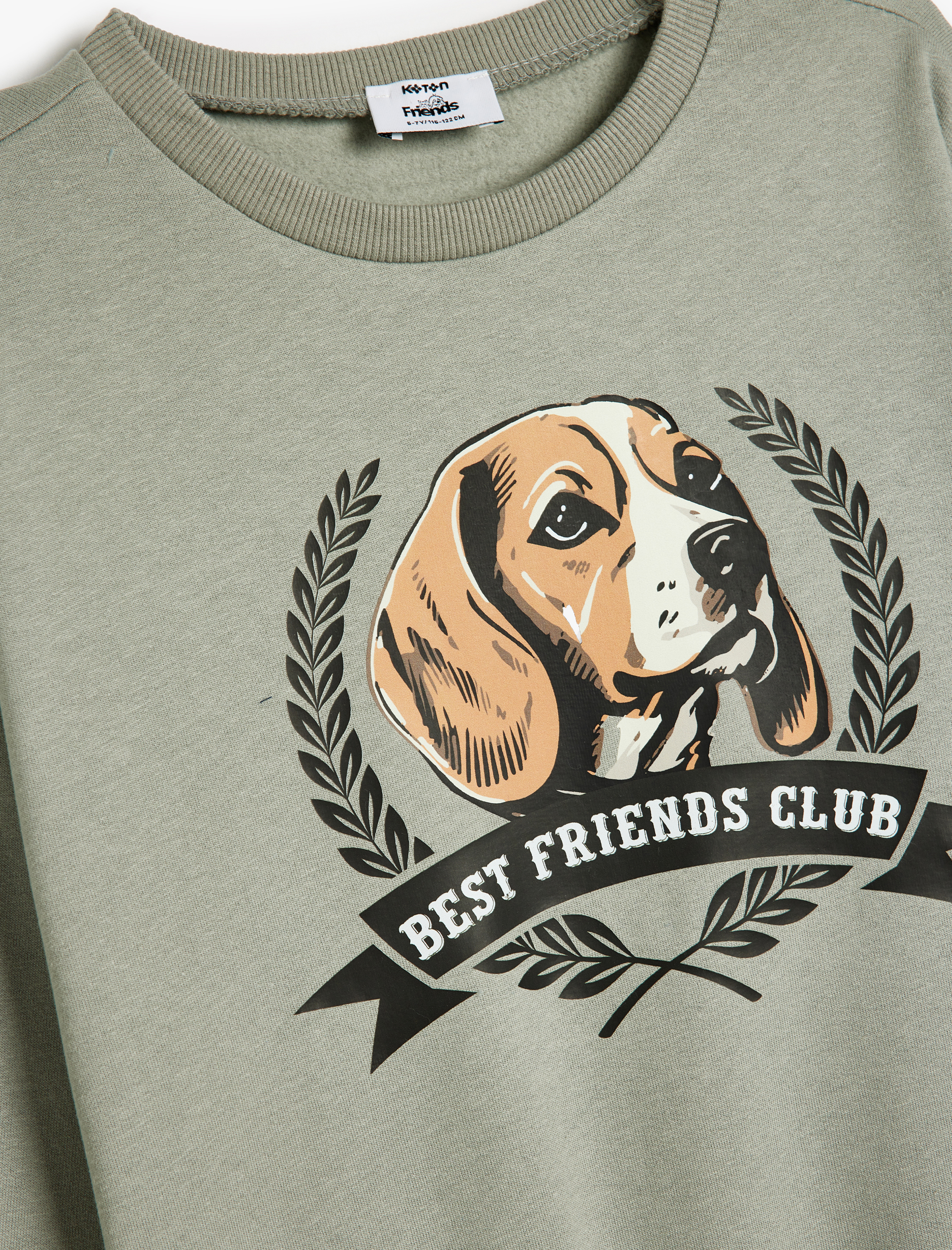  Erkek Çocuk Oversize Sweatshirt Köpek Baskılı Bisiklet Yaka Uzun Kollu Pamuklu Şardonlu