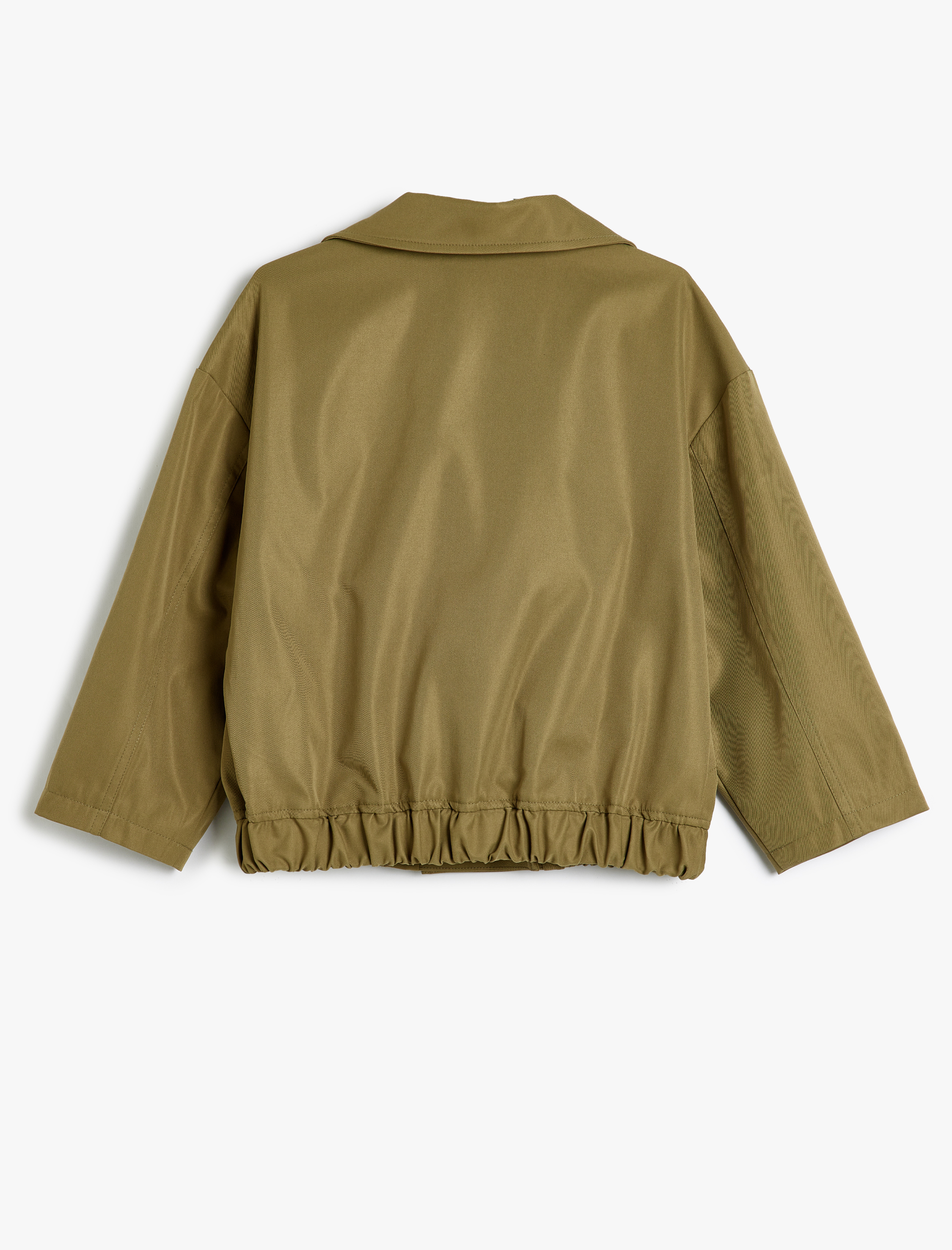  Kız Çocuk Mevsimlik Mont Kruvaze Yaka Cep Detaylı Uzun Kollu Düğmeli