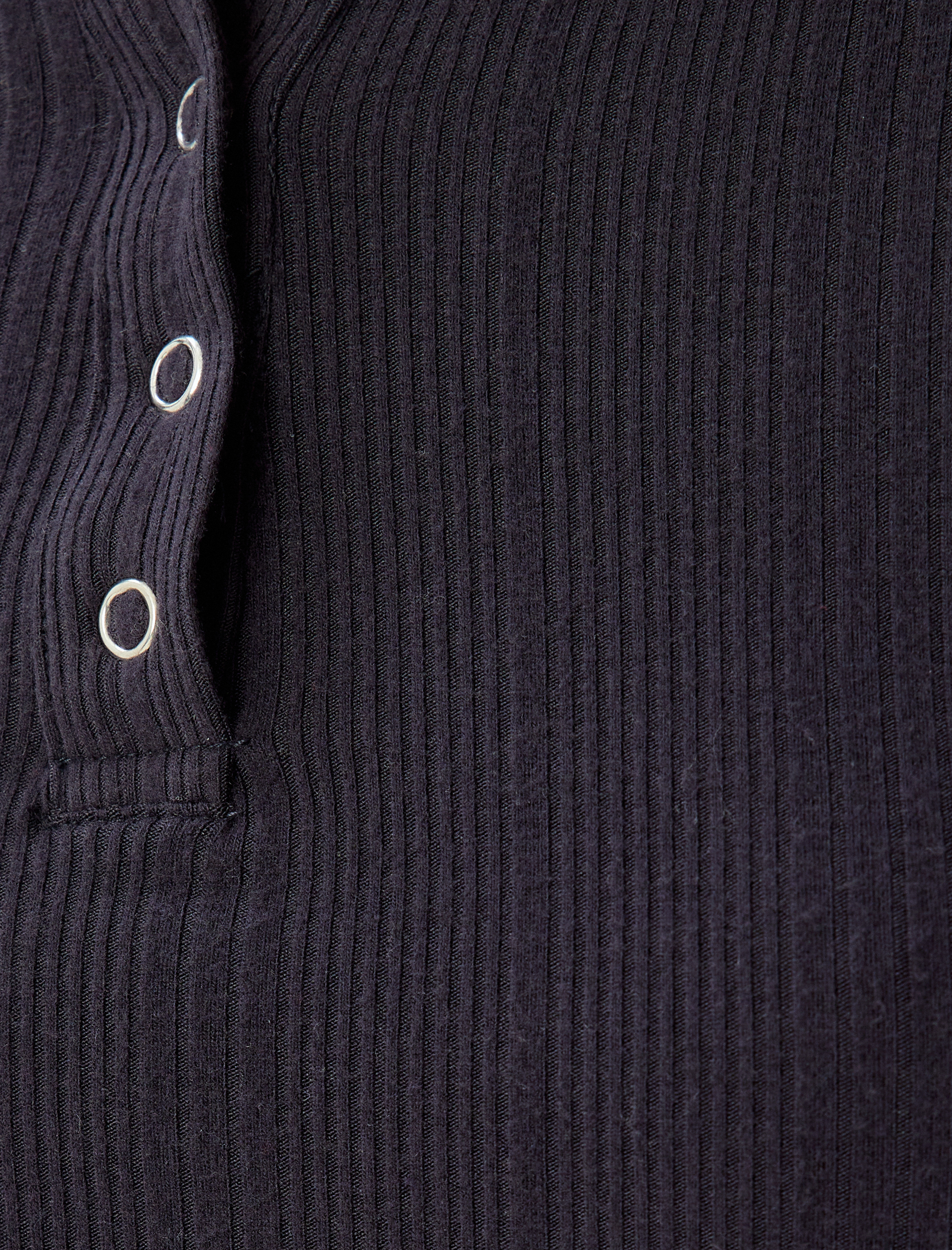 Uzun Kollu Yuvarlak Yaka Düğmeli Örme Crop Pijama Üstü