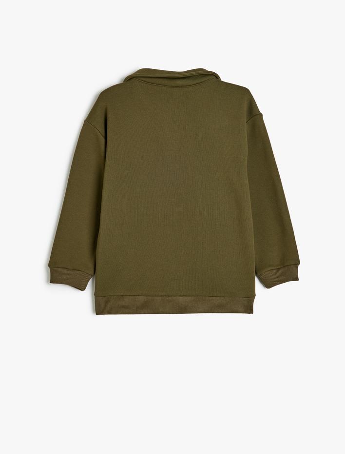 Erkek Çocuk Polo Yaka Sweatshirt At Baskılı Uzun Kollu Şardonlu