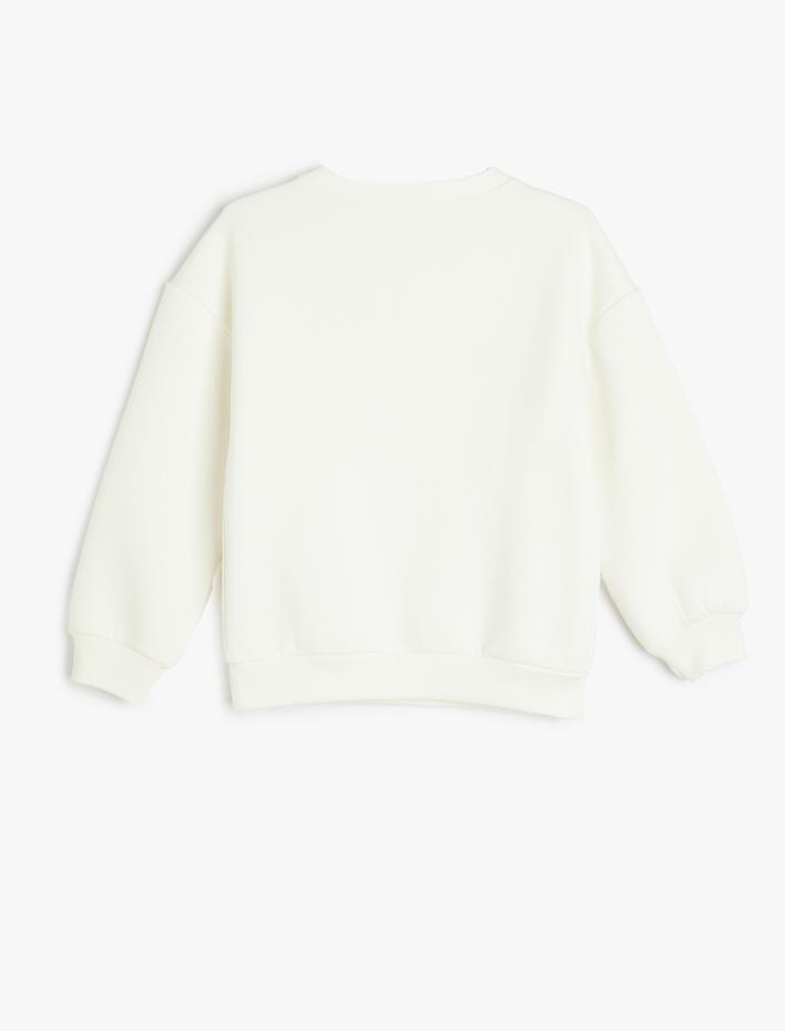 Kız Çocuk Köpek Baskılı Şardonlu Pamuklu Uzun Kollu Sweatshirt