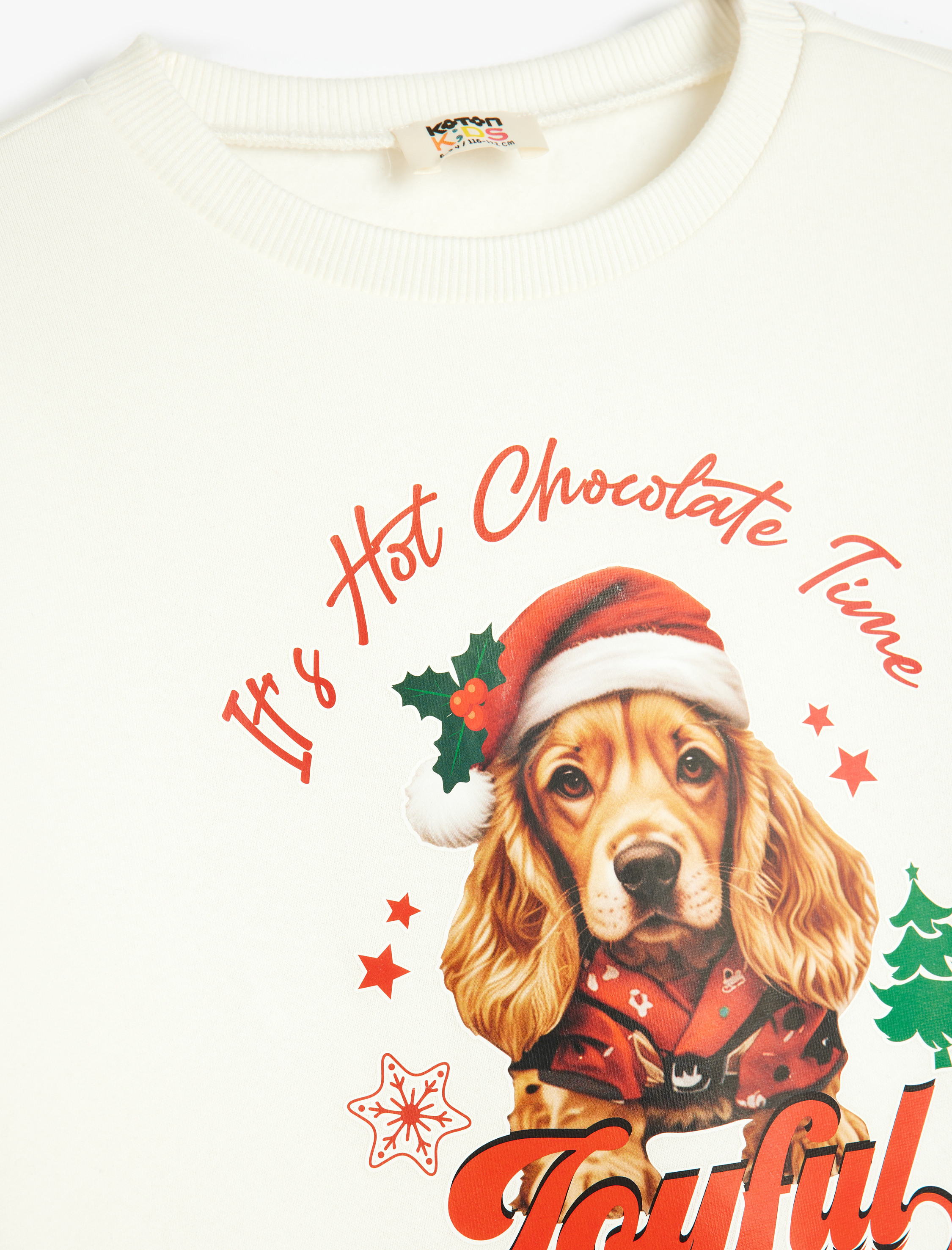  Kız Çocuk Köpek Baskılı Şardonlu Pamuklu Uzun Kollu Sweatshirt