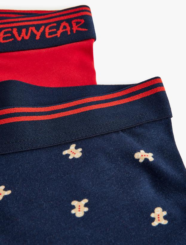 Yılbaşı Temalı Skinny Fit Pamuklu 2'li Boxer Seti_3