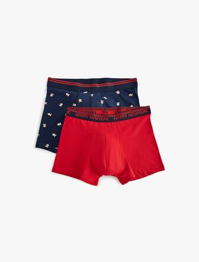 Yılbaşı Temalı Skinny Fit Pamuklu 2'li Boxer Seti