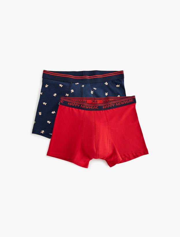 Yılbaşı Temalı Skinny Fit Pamuklu 2'li Boxer Seti_0