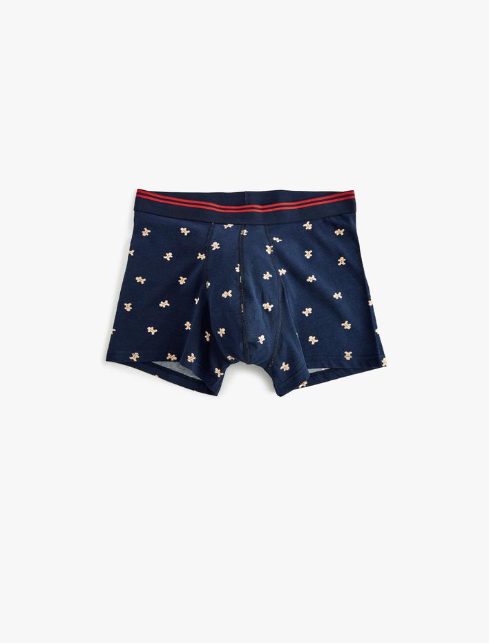  Yılbaşı Temalı Skinny Fit Pamuklu 2'li Boxer Seti