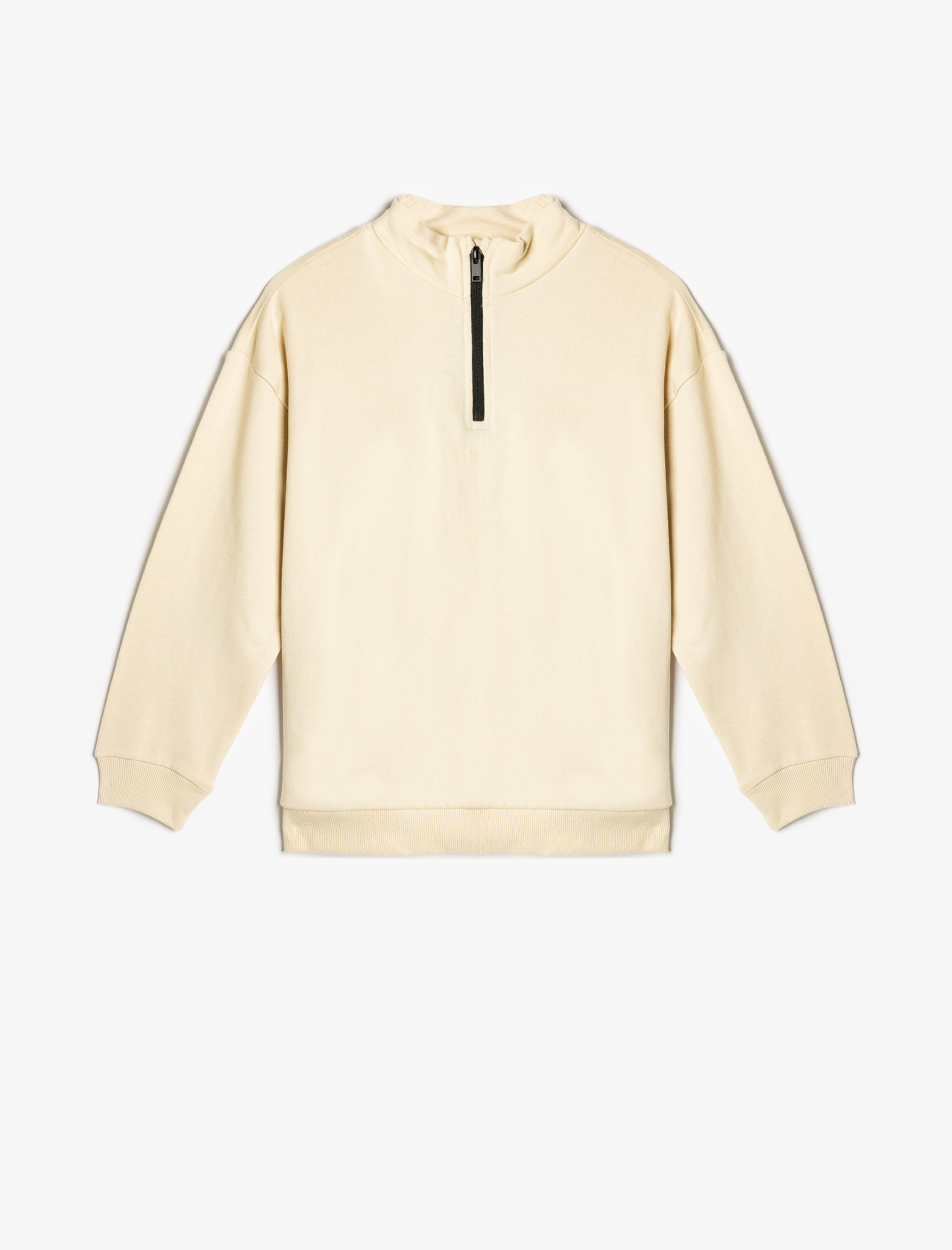  Erkek Çocuk Pamuklu Fermuarlı Şardonlu Dik Yaka Sweatshirt ve Şort Seti