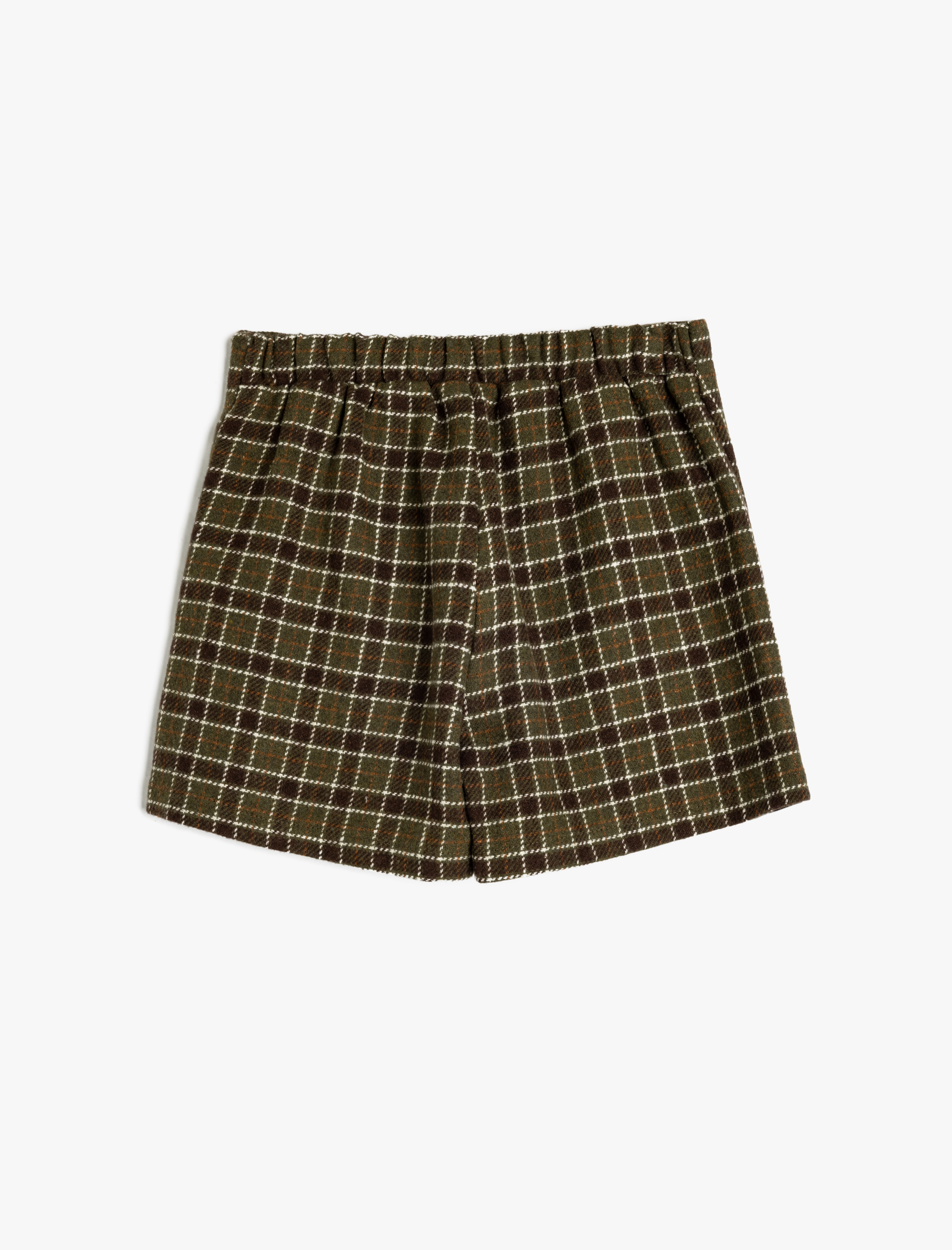  Kız Çocuk Ekoseli Toka Detaylı Kruvaze Tüvit Etek