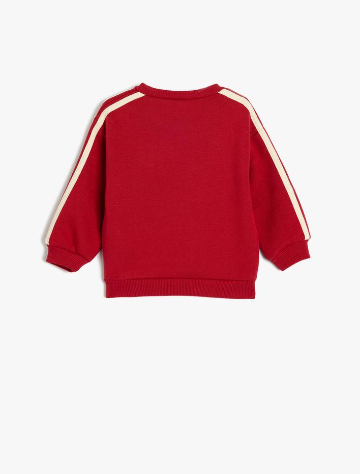 Kız Bebek Sweatshirt Uzun Kollu Bisiklet Yaka Aplike Detaylı Pamuklu Şardonlu