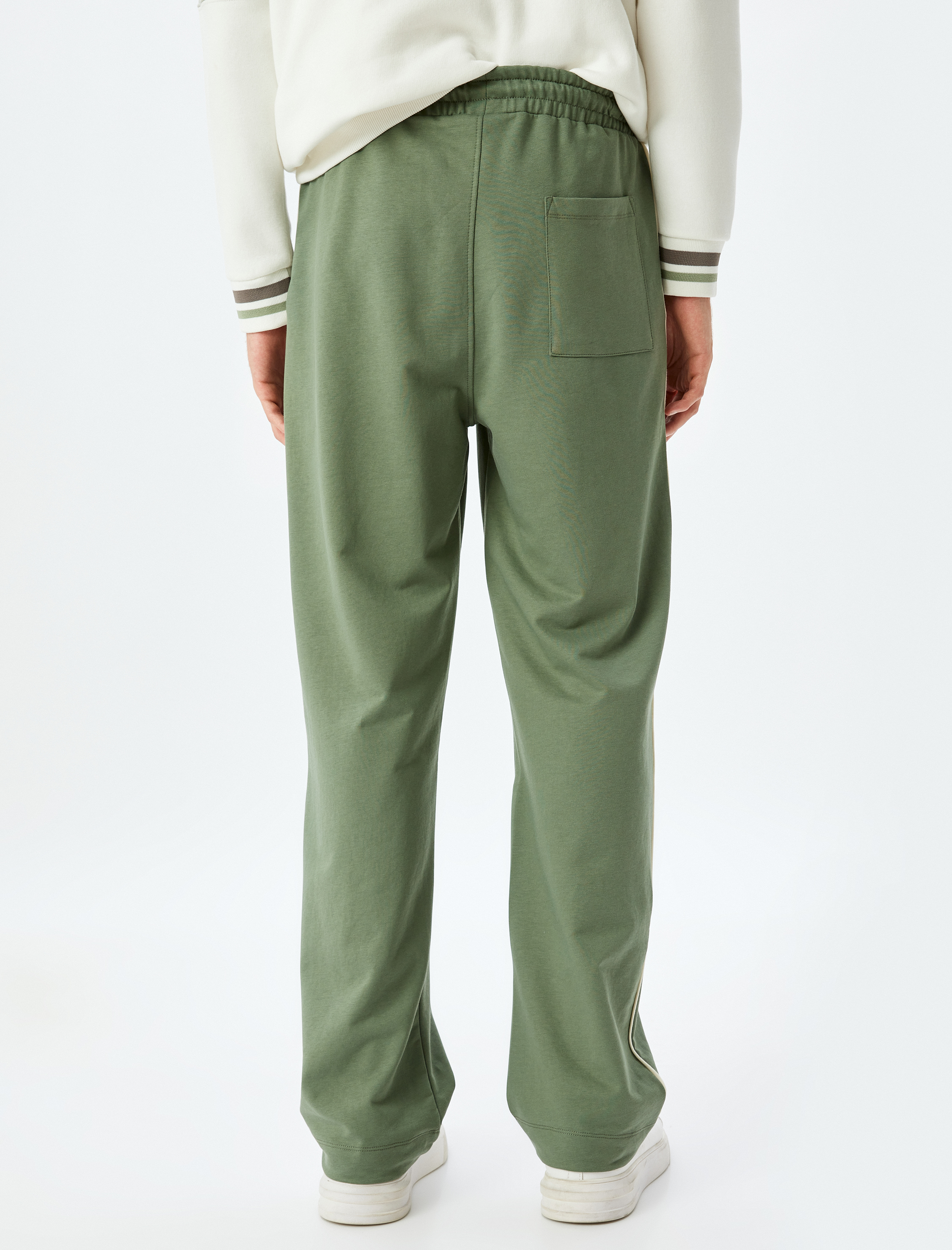   Beli Bağcıklı Pamuklu Cepli Biyeli Eşofman Altı