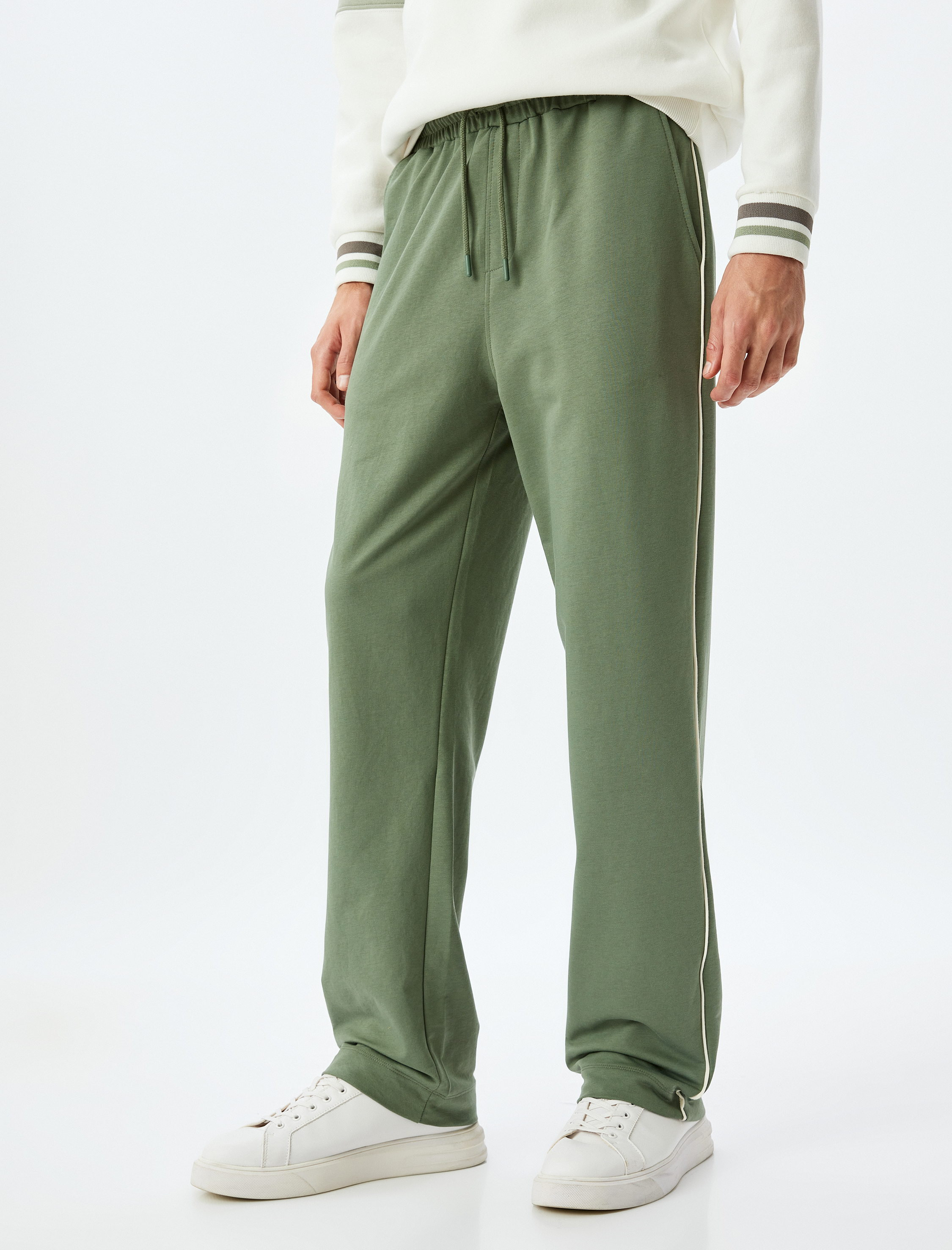   Beli Bağcıklı Pamuklu Cepli Biyeli Eşofman Altı