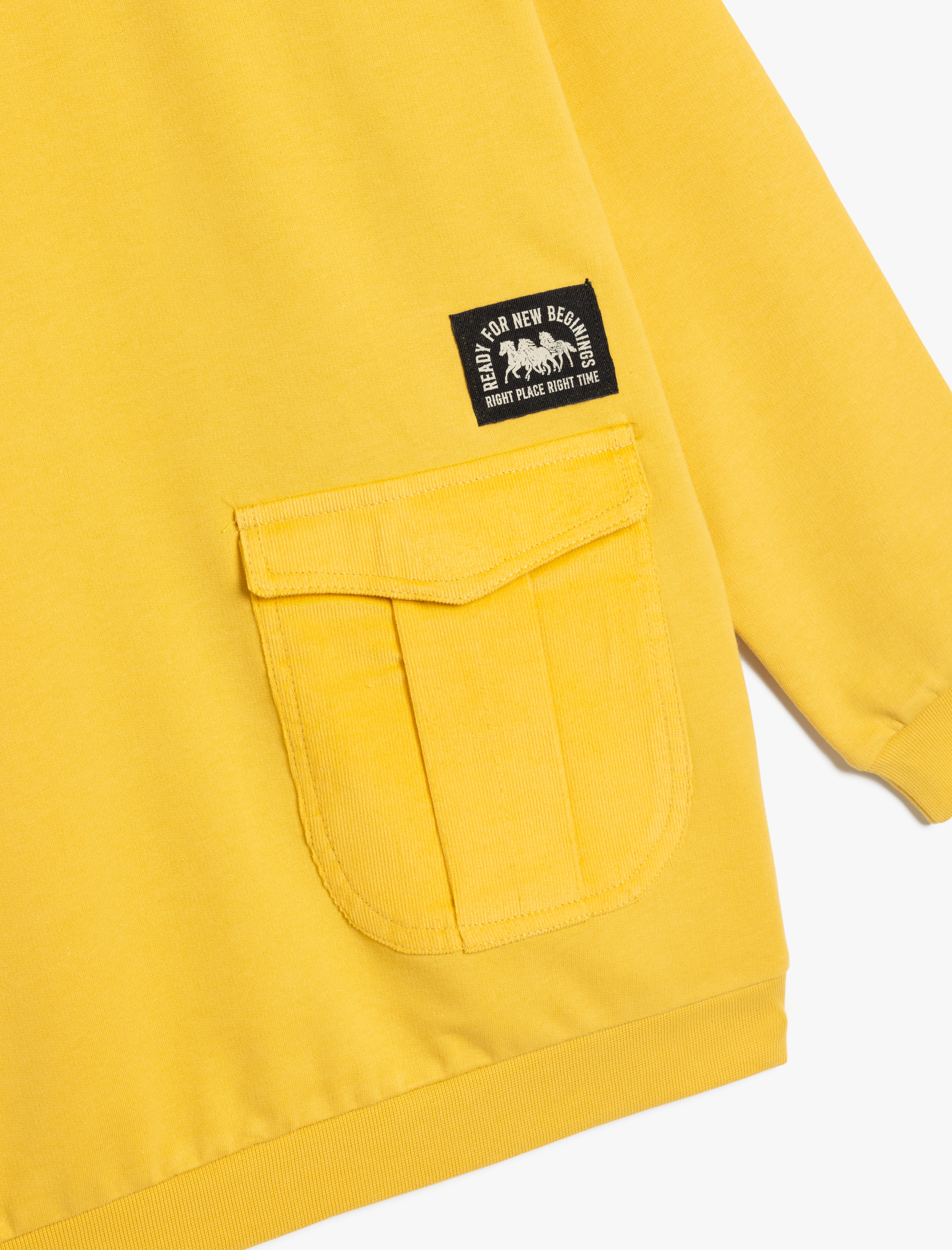  Erkek Çocuk Oversize Sweatshirt Uzun Kollu Bisiklet Yaka Cep Detaylı Pamuklu Şardonlu