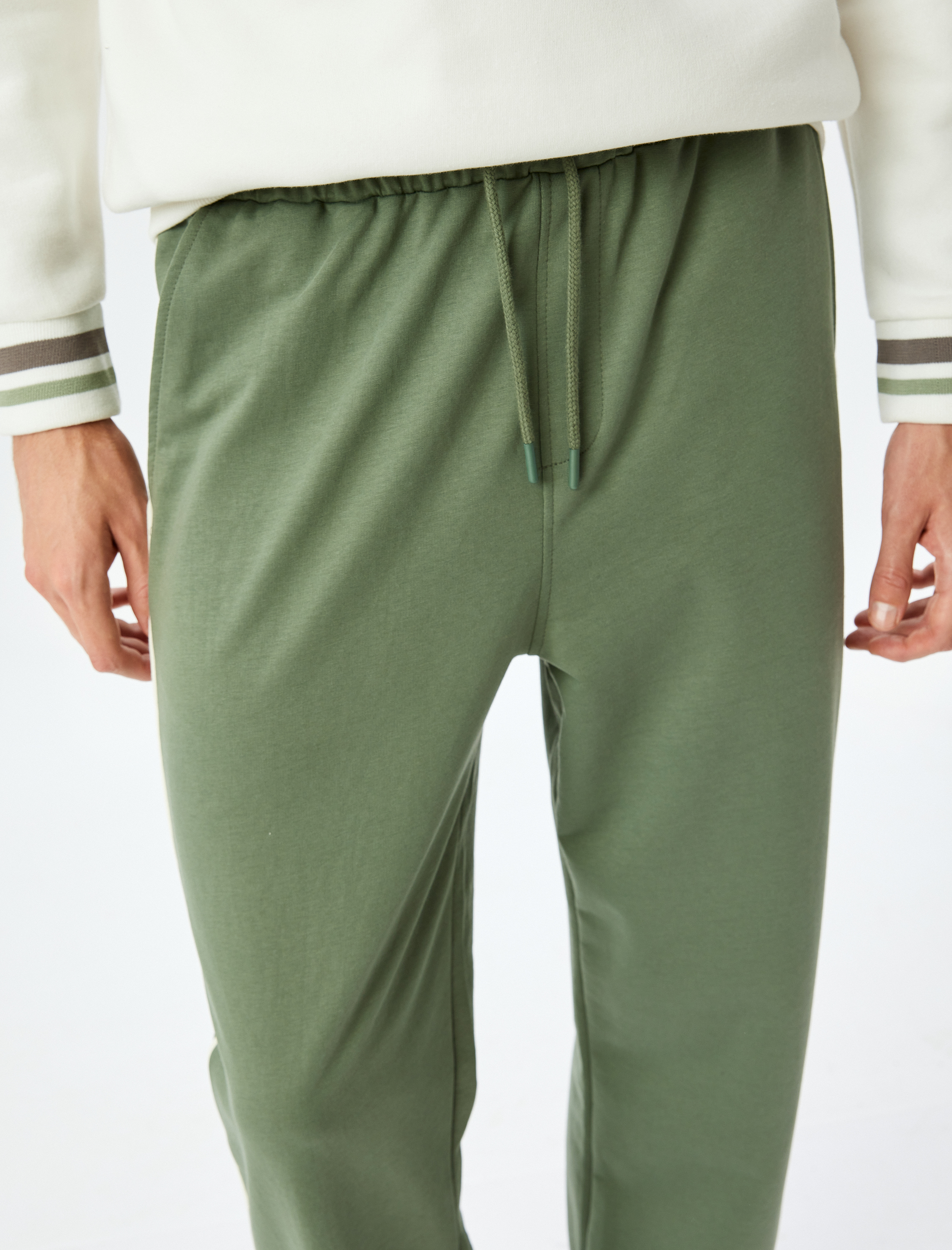   Beli Bağcıklı Pamuklu Cepli Biyeli Eşofman Altı