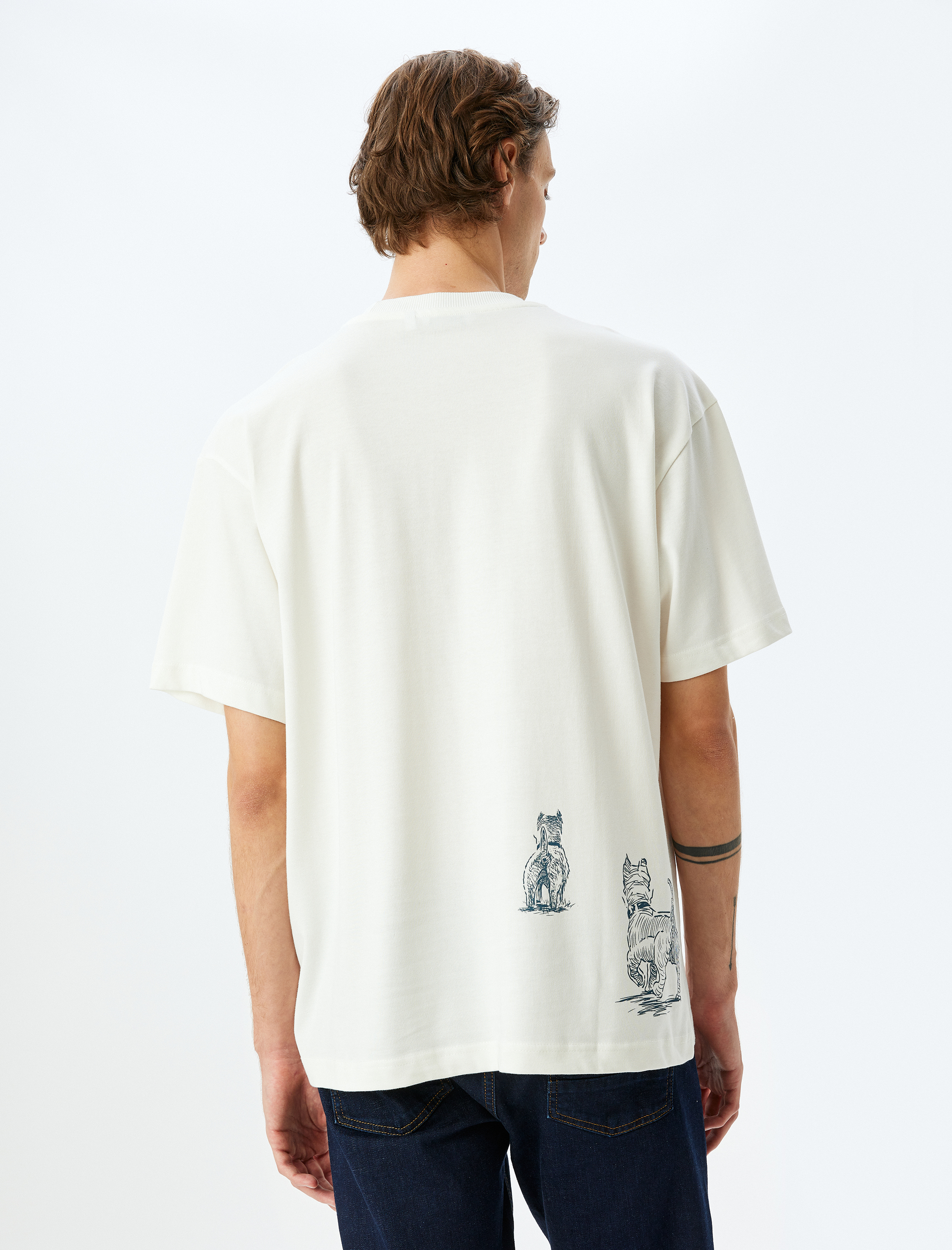   Bisiklet Yaka Kısa Kollu Pamuklu Tok Kumaş Oversize Baskılı Tişört