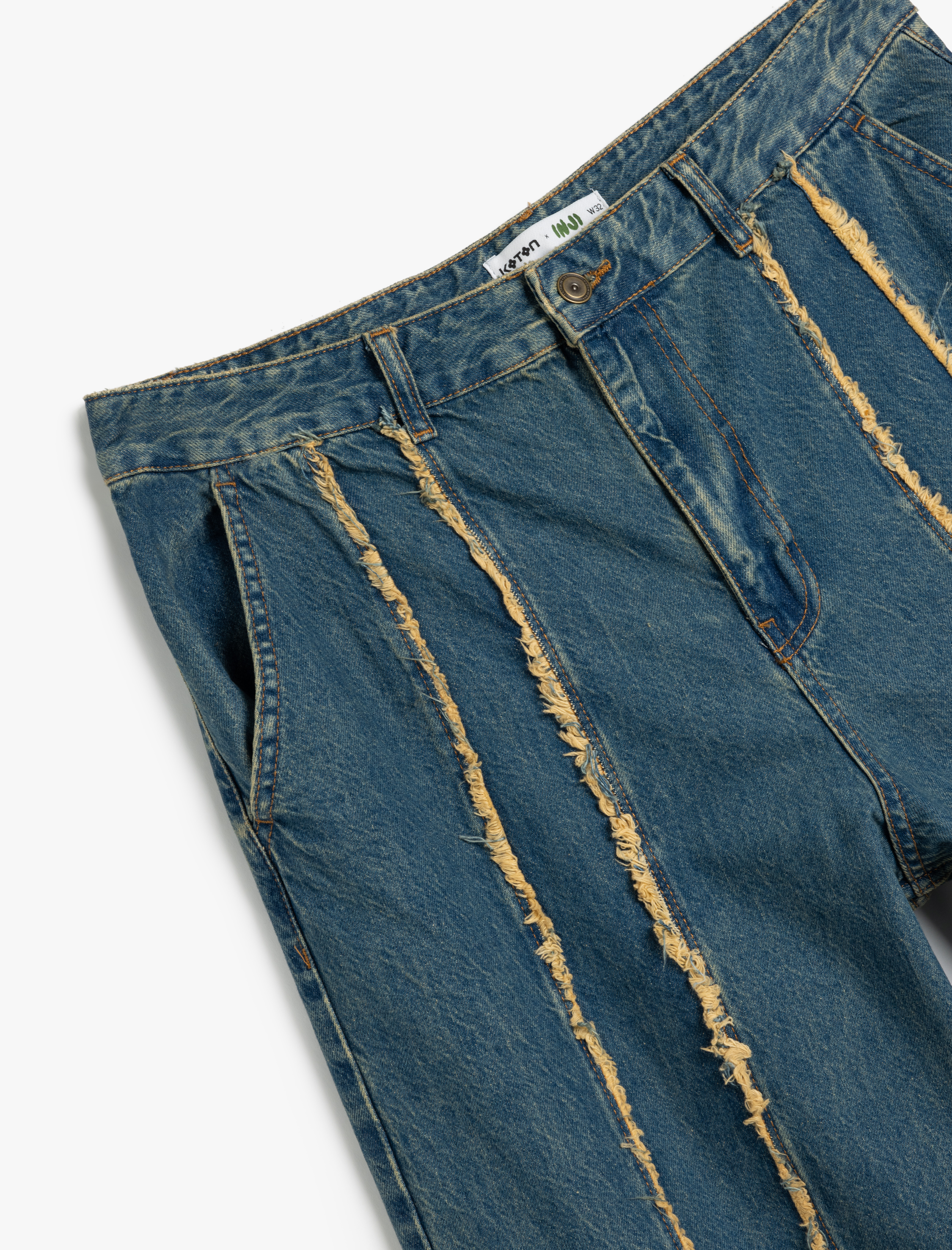   Cepli Düğmeli Rahat Kalıp Şerit Detaylı Balon Fit Denim Pantolon