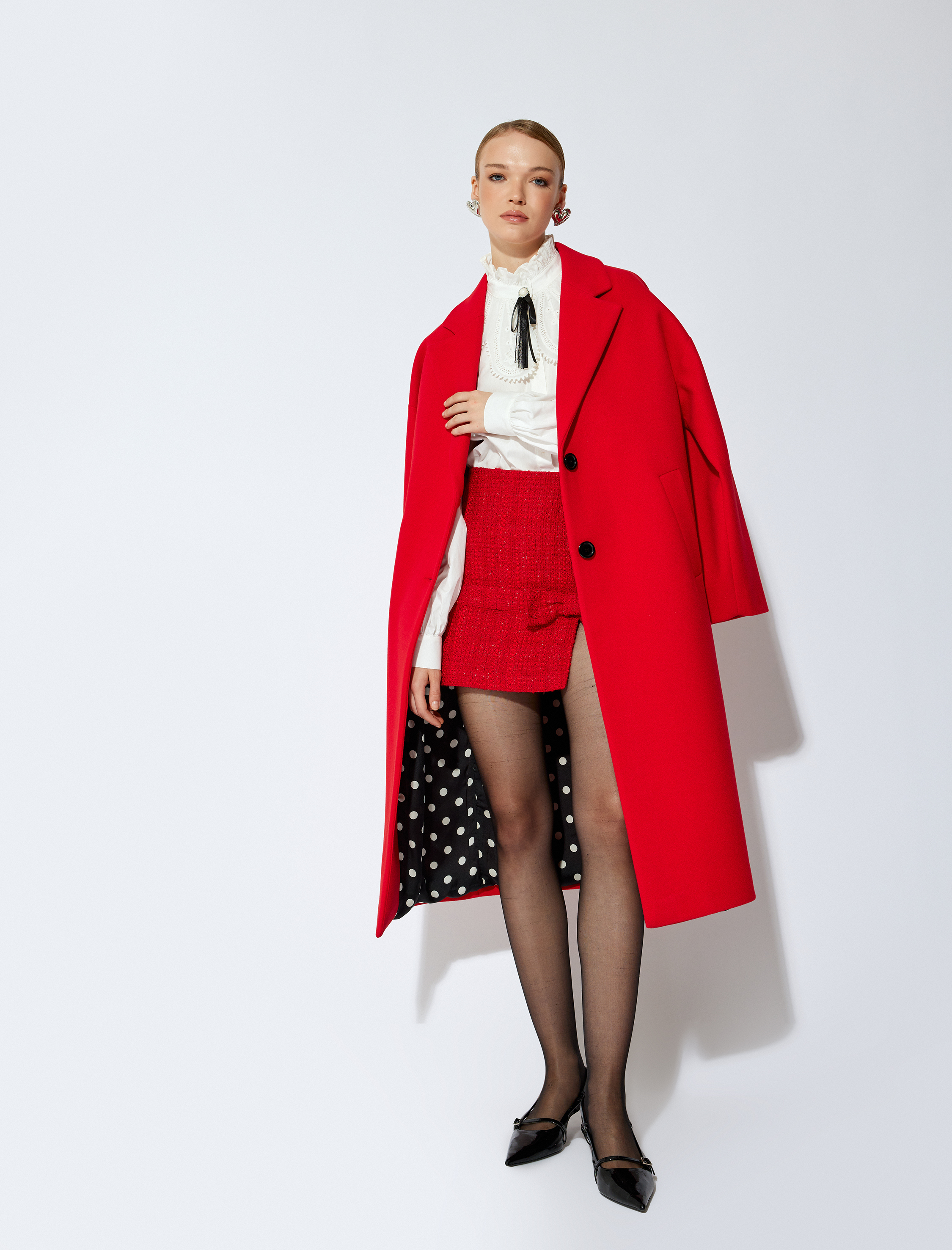   A Kesim Yırtmaçlı Fiyonk Detaylı Mini Tüvit Etek