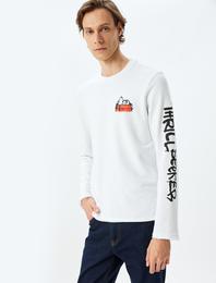 Bisiklet Yaka Uzun Kollu Pamuk Karışımlı Lisanslı Snoopy Sweatshirt